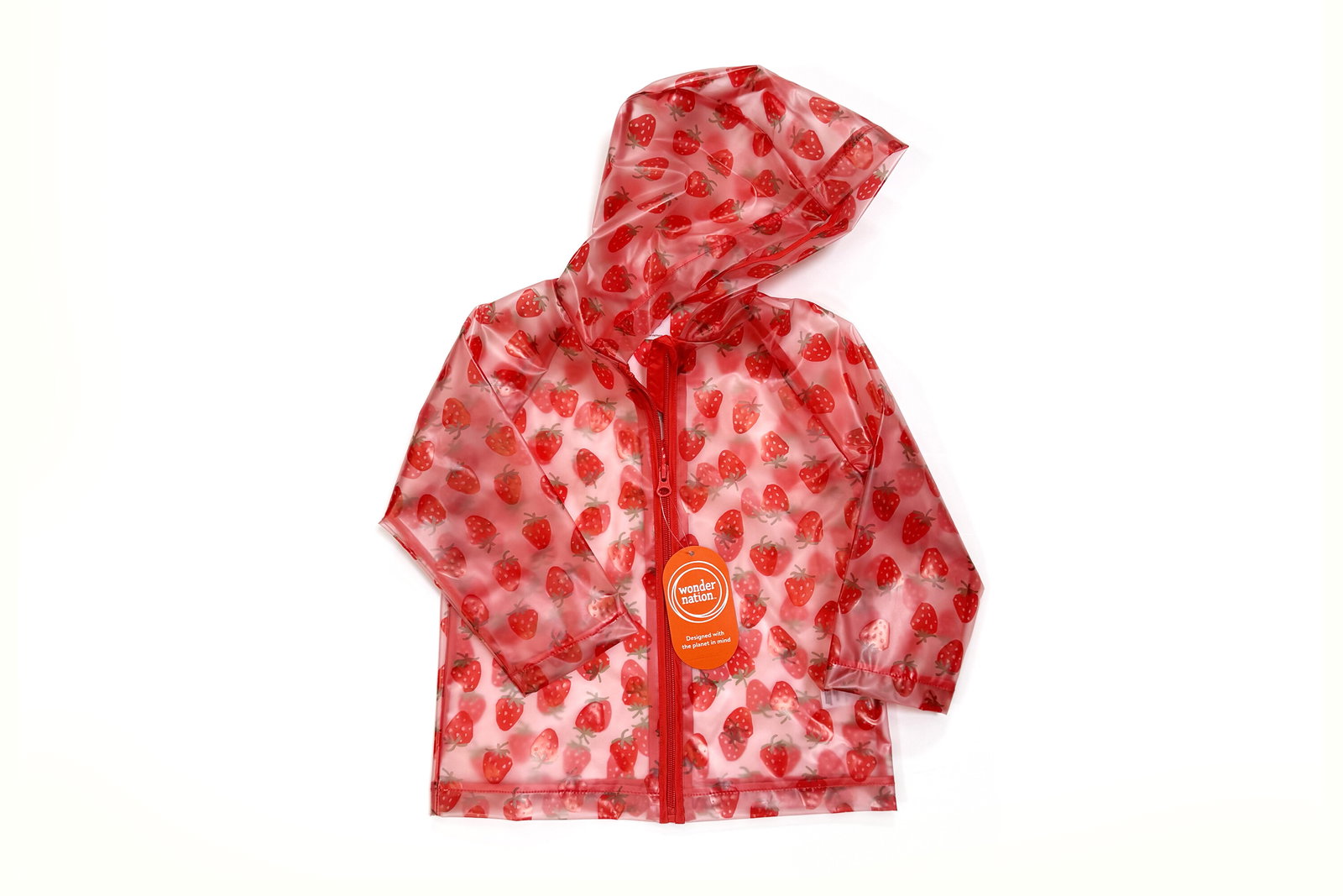 Wonder Nation Strawberry Print Toddler Girl Rain Jacket 
