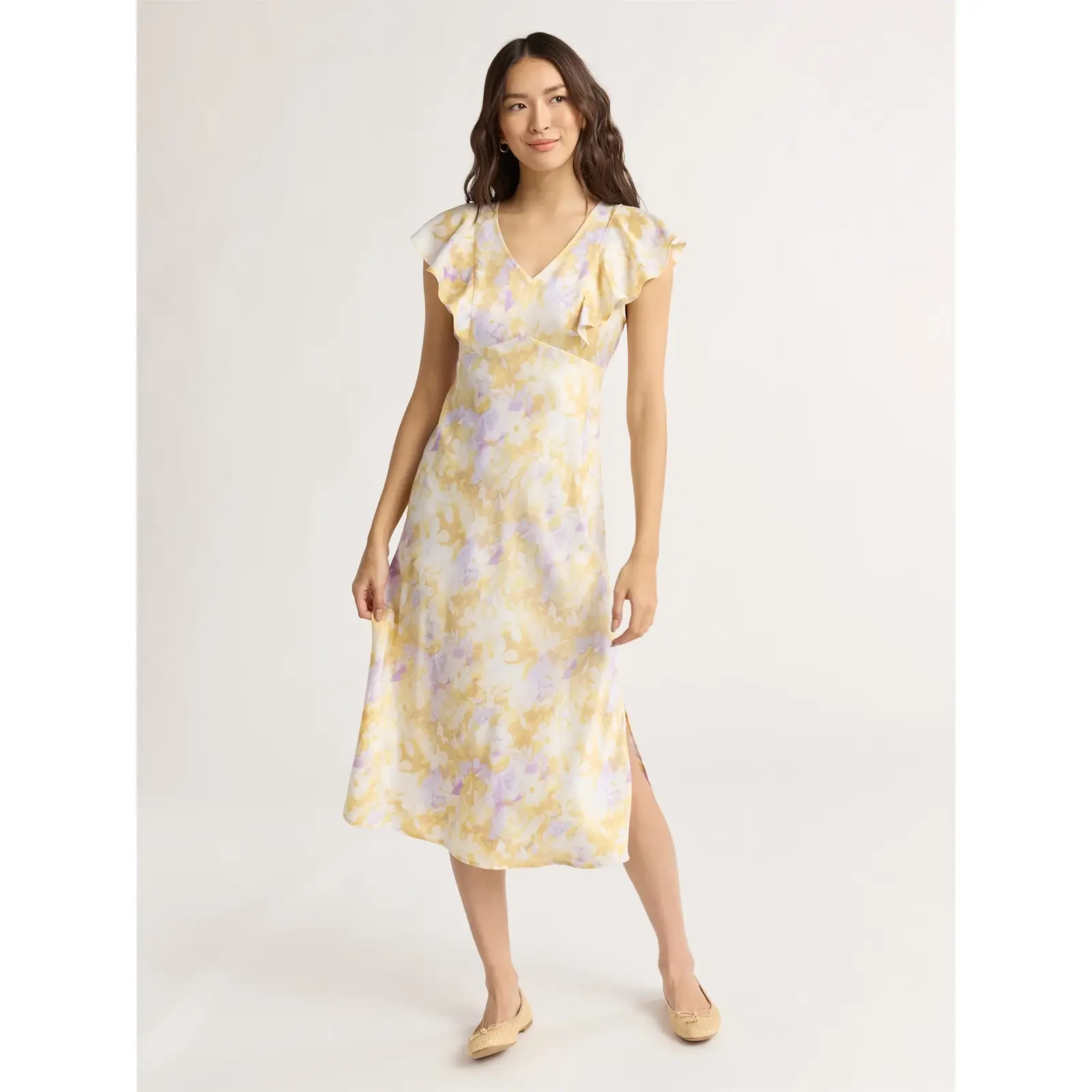 Time and Tru Silky Satin Midi Dress