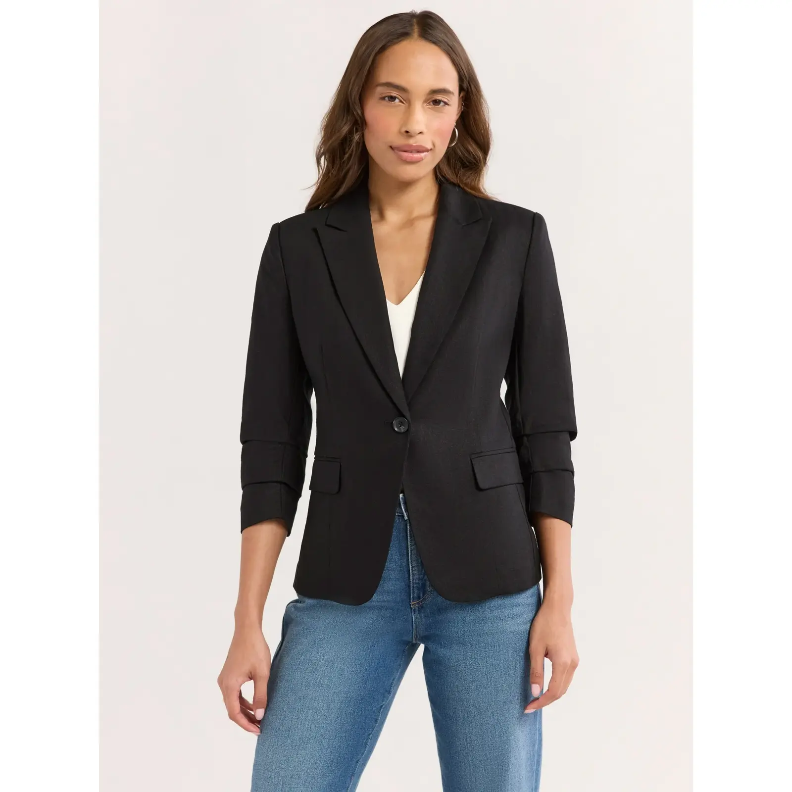 Sofia Jeans Linen Blend Blazer with Scrunch Sleeves