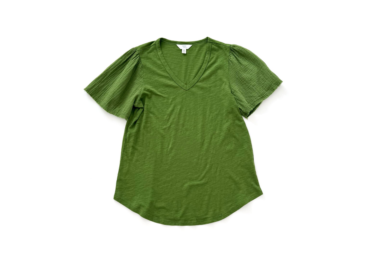 Time and Tru Cotton Mixed Fabric V-Neck Tee
