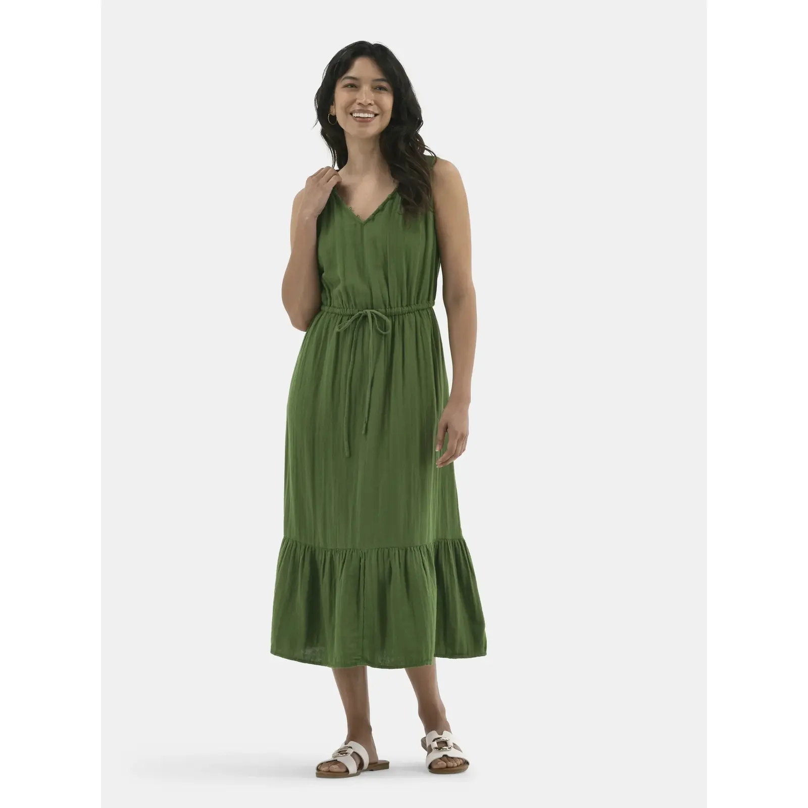 Time and Tru Double Cloth Sleeveless Midi Dress