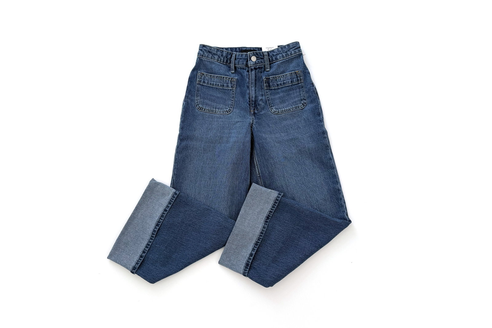 Free Assembly High Rise Cuffed Jeans with Patch Pockets