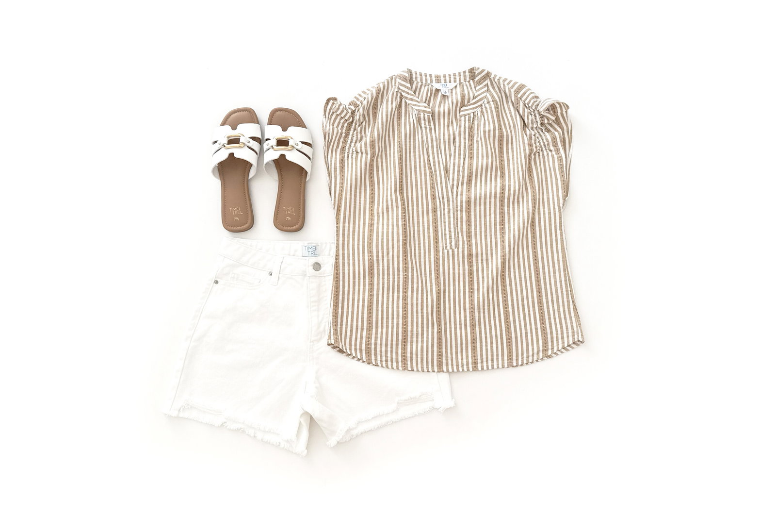 Time & Tru Ruffle Collar Tank Outfit Idea
