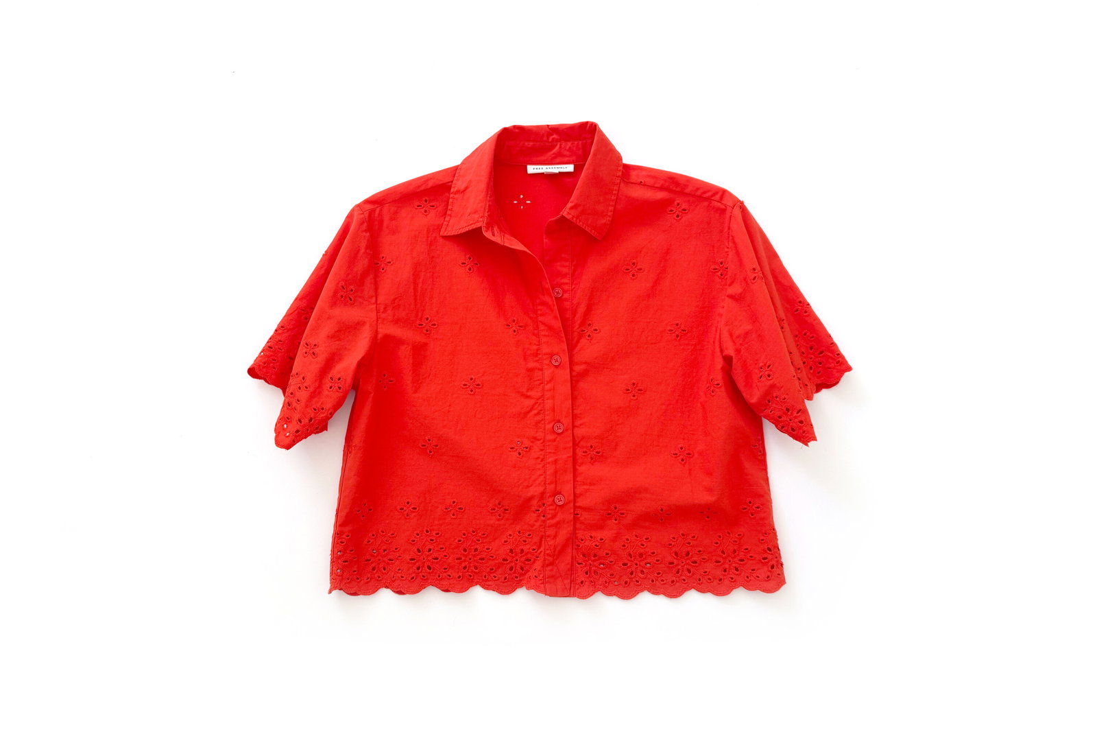 Free Assembly Cropped Cotton Eyelet Shirt