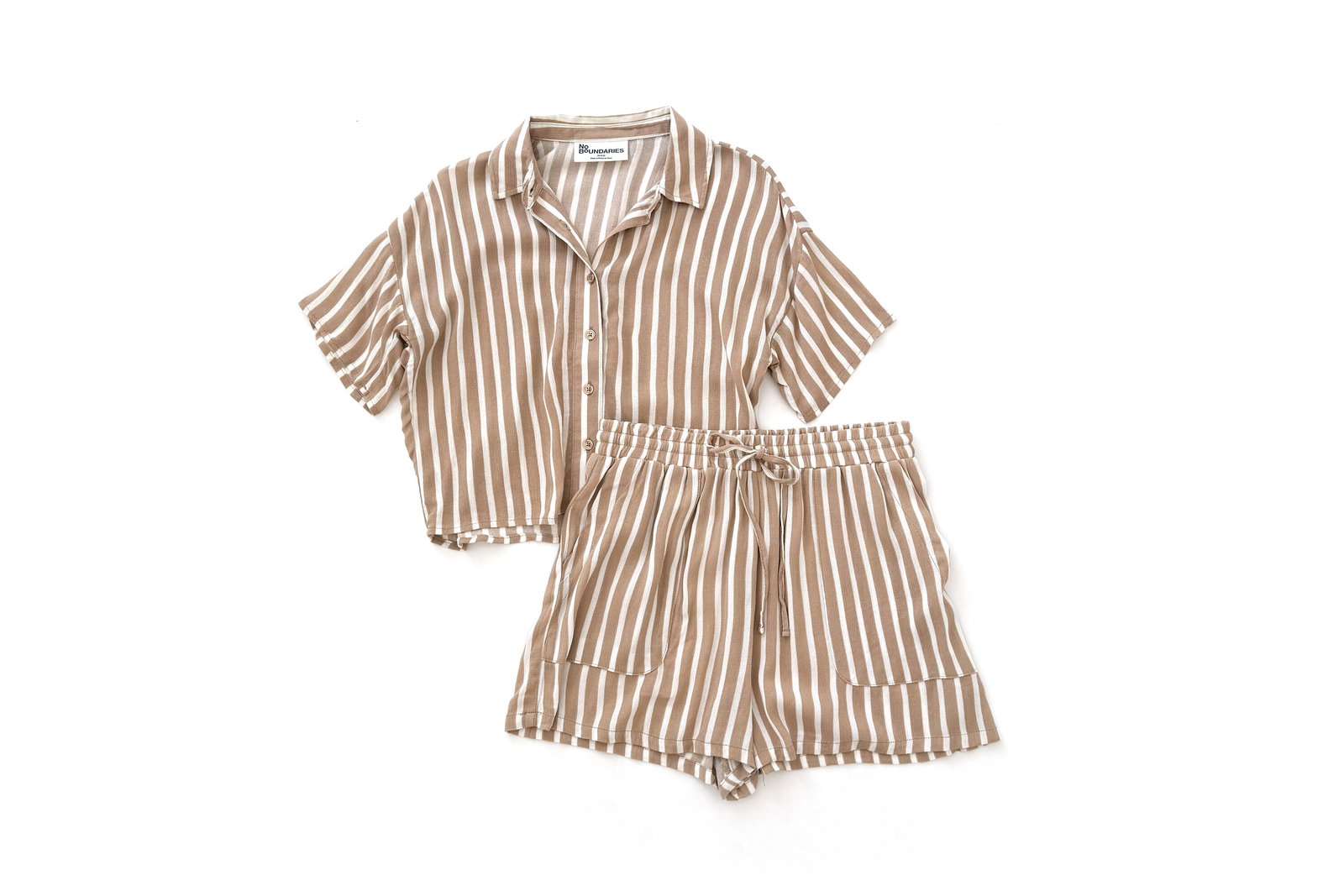 No Boundaries Woven Button Front Top and Shorts Set