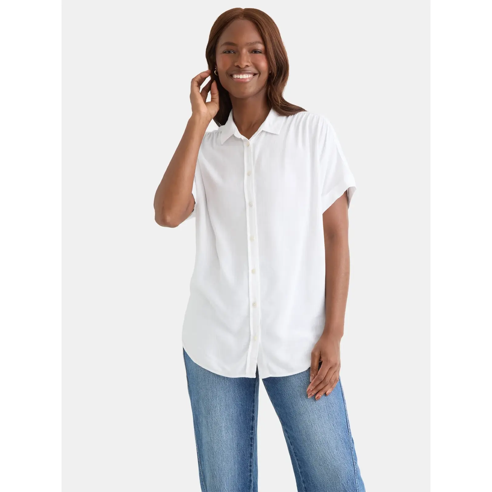 Time and Tru Camp Shirt with Short Sleeves