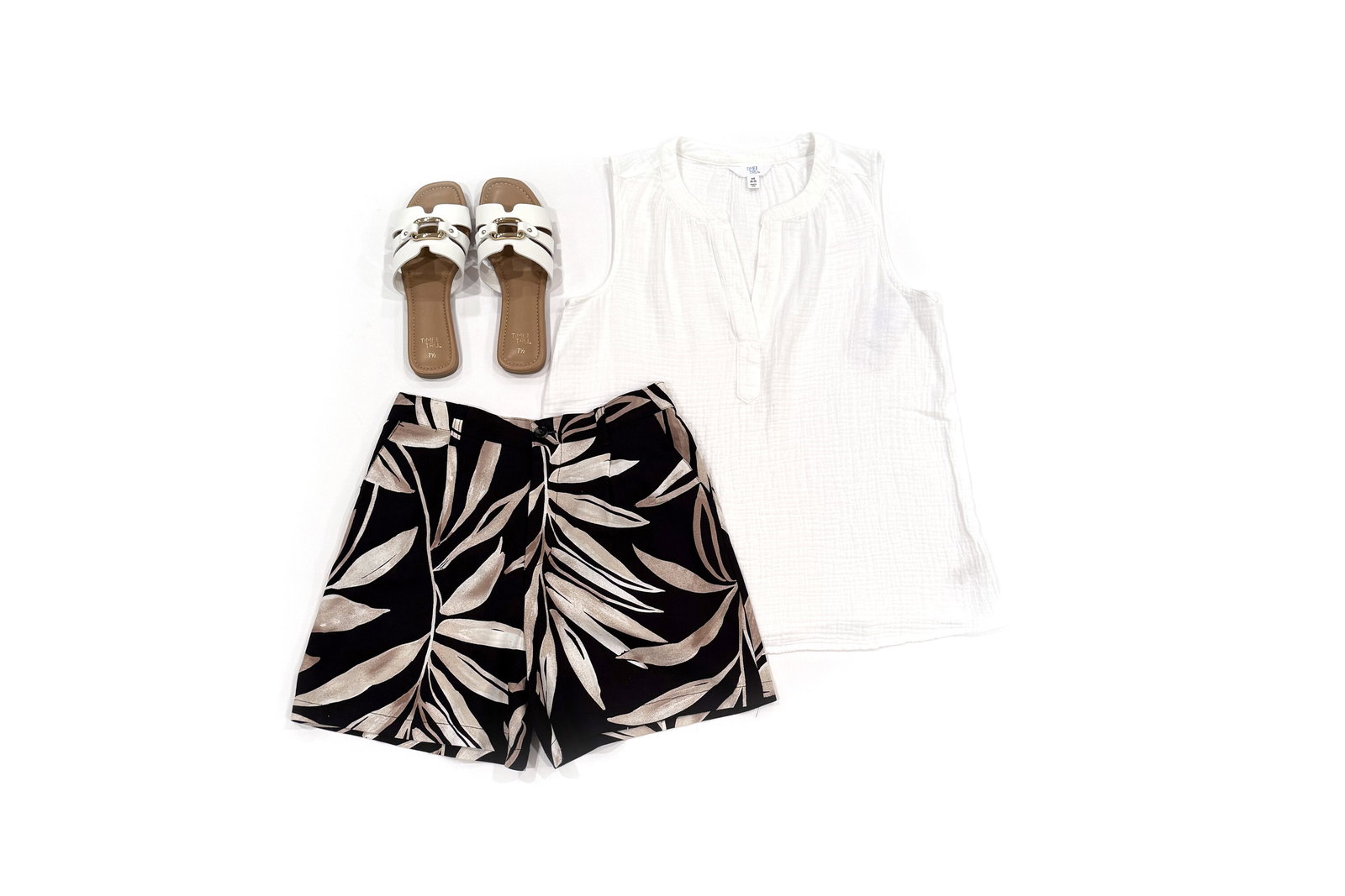 Time and Tru Gauze Tank & Linen-Blend Shorts Outfit