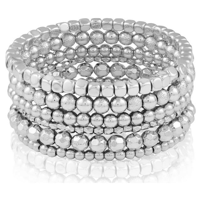 Time and Tru Silver-Tone Beaded Stretch Bracelet Set