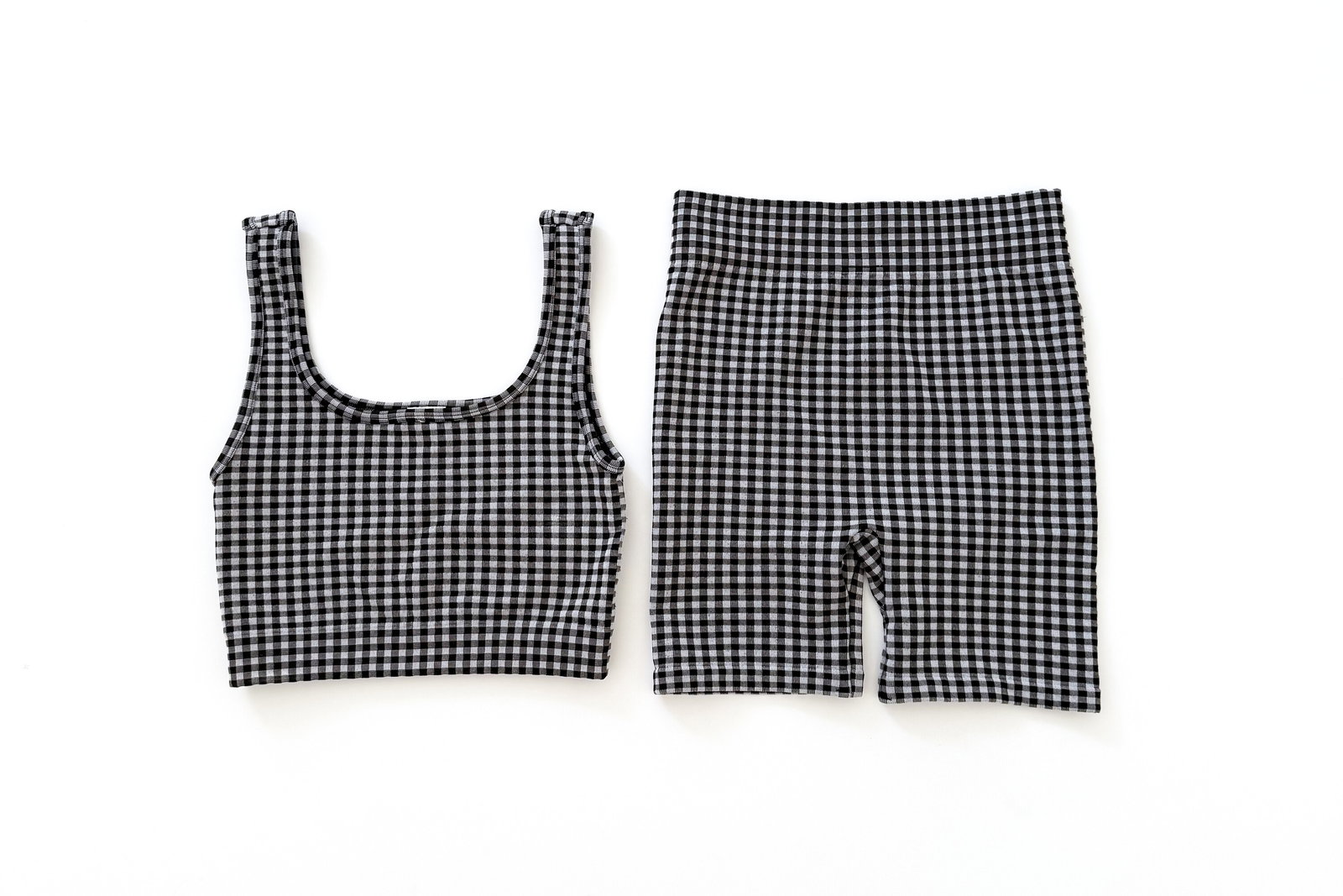 No Boundaries Gingham Tank & Bike Short Set