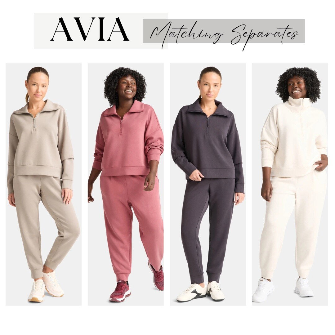 Avia Knit Quarter Zip and Matching Pleat Joggers
