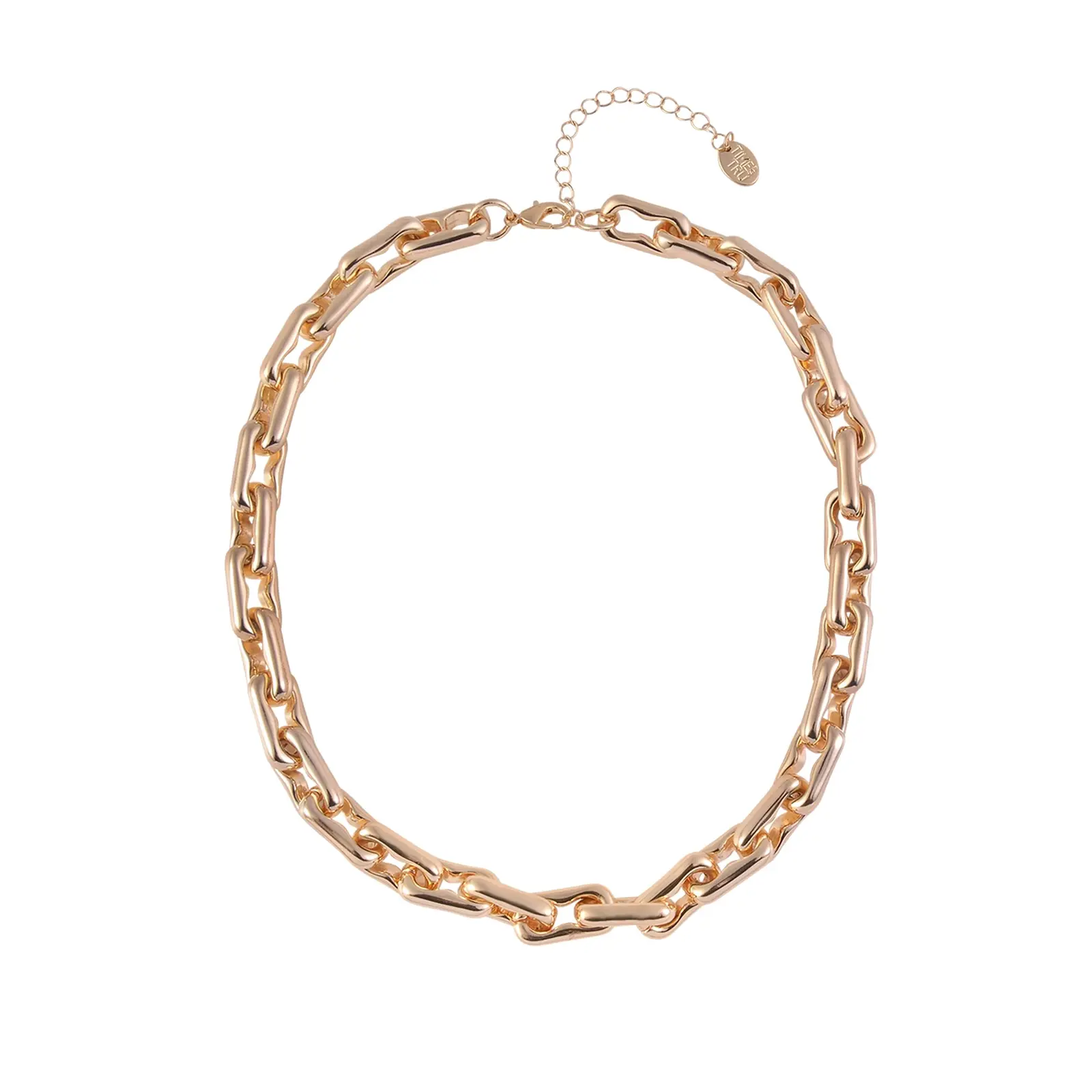 Time and Tru Thick Wavy Rectangular Links Goldtone Necklace