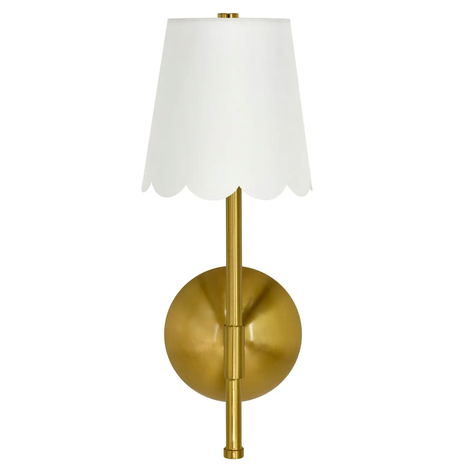 Home Decor Collection Cordless Brass Rechargeable Wall Sconce with Scalloped Fabric Shade and Remote