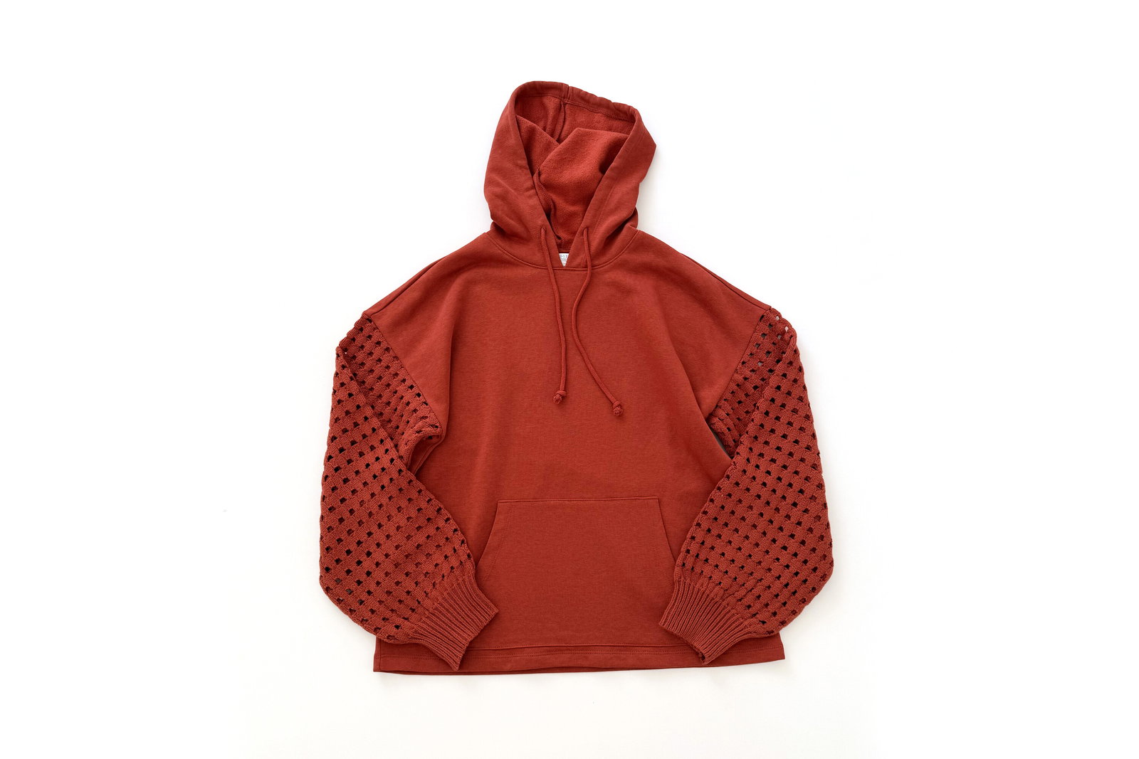 Time and Tru Fleece Hoodie with Crochet Sleeves