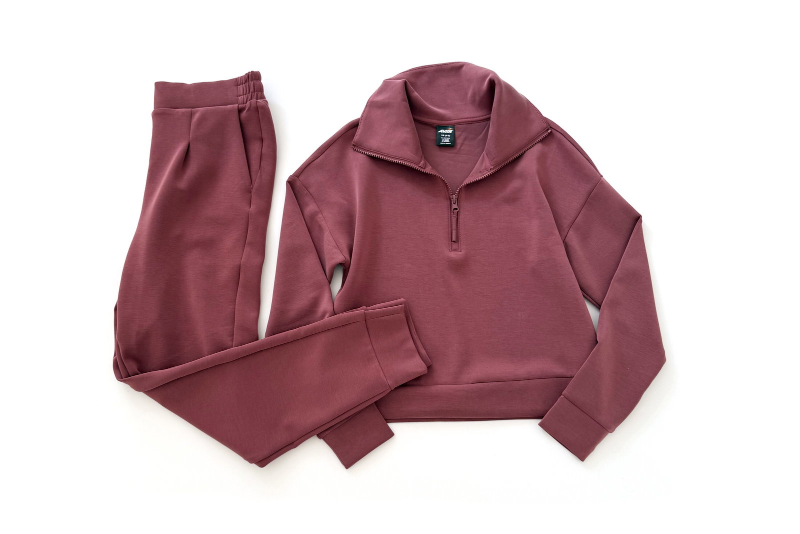 Avia Scuba Knit Quarter Zip Pullover and Pleated Joggers