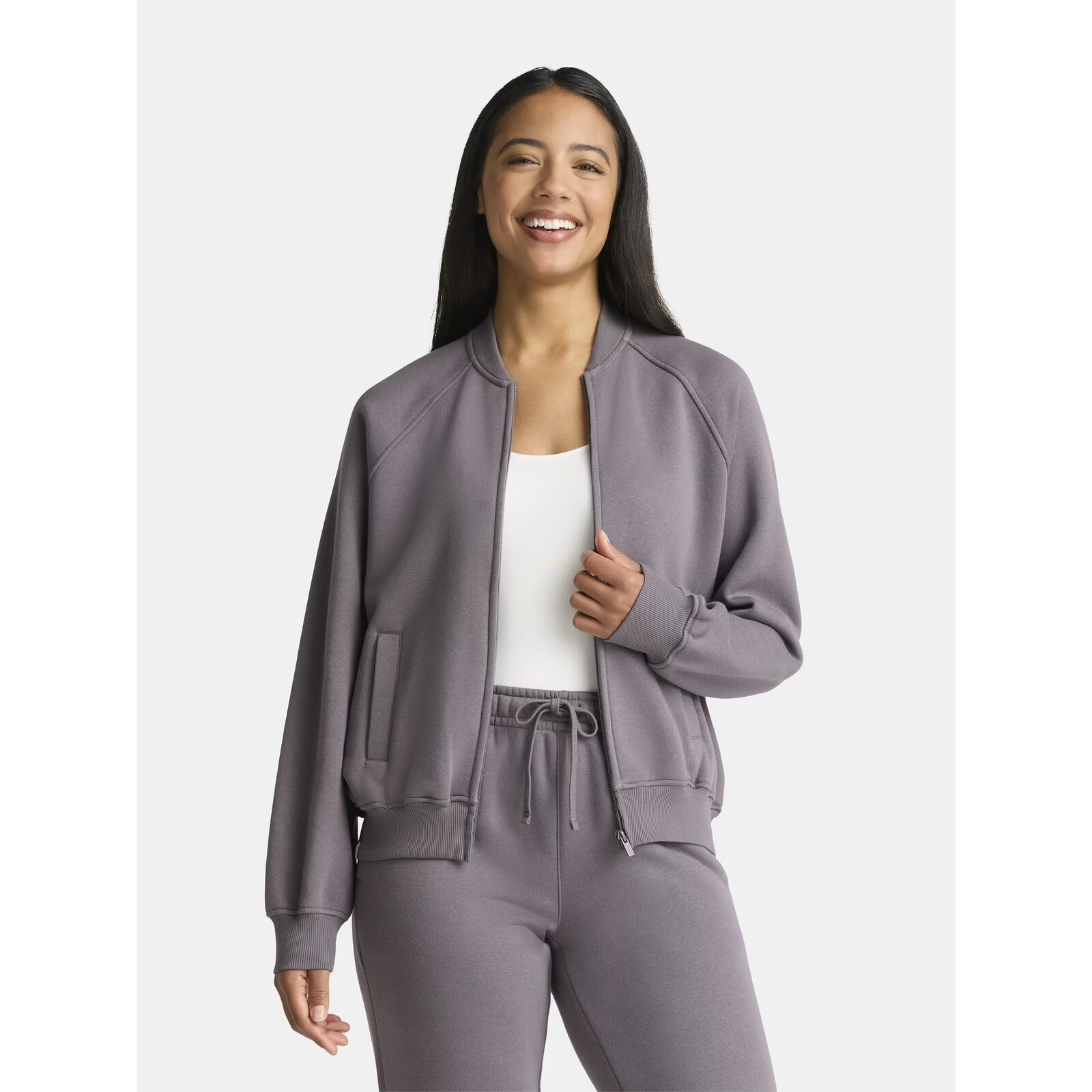 Athletic Works Zip Front Fleece Bomber Jacket