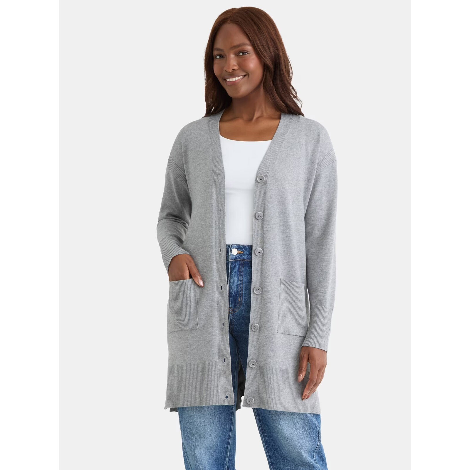 Time and Tru Button Front Cardigan