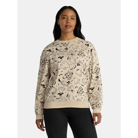 Halloween Happy Ghost Graphic Print Sweatshirt