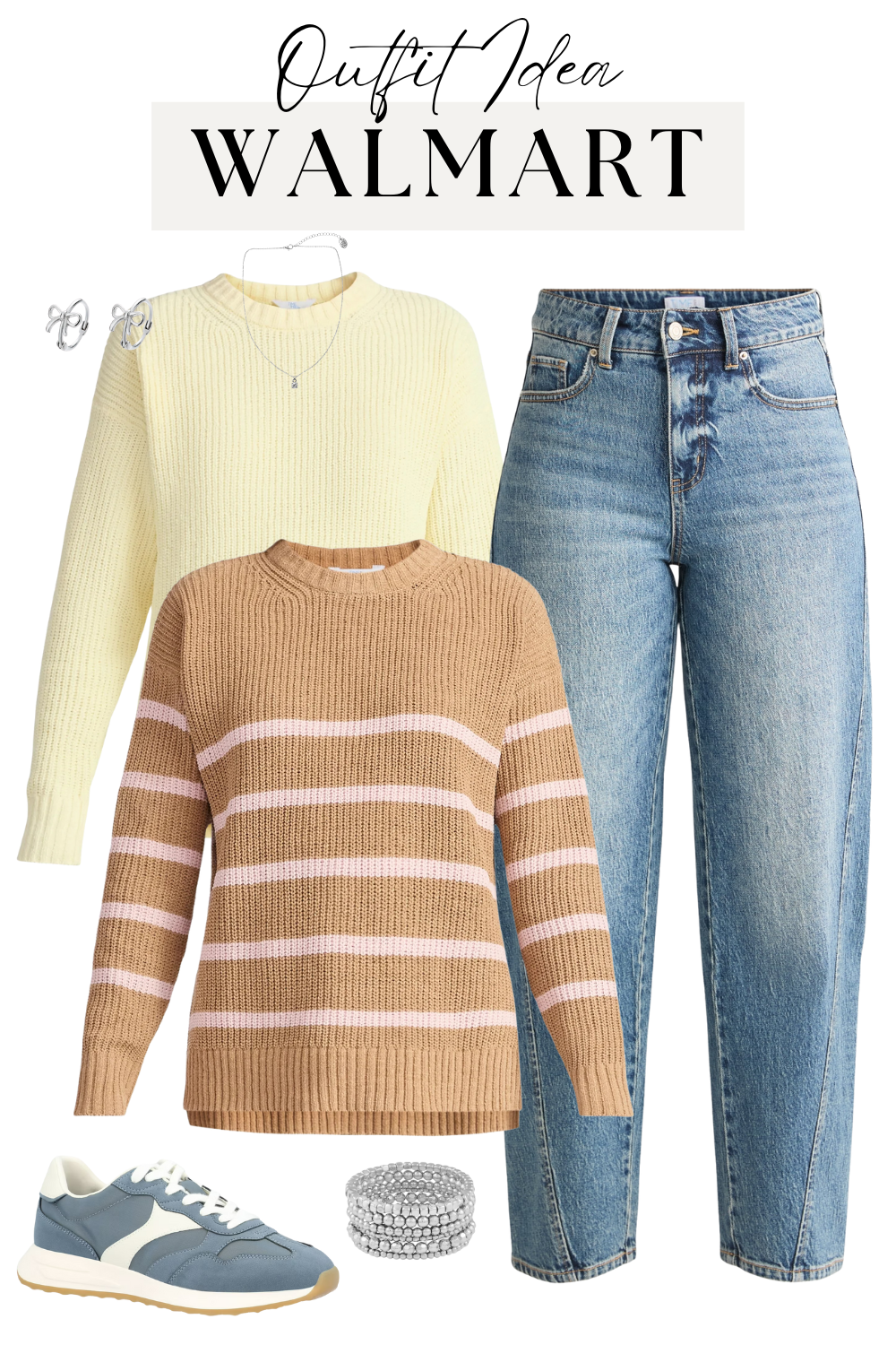 Time and Tru Chenille Sweater and Barrel Jean Outfit