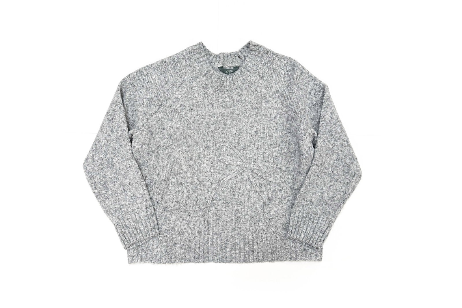 Terra & Sky Plus Bow Stitch Crewneck Sweater