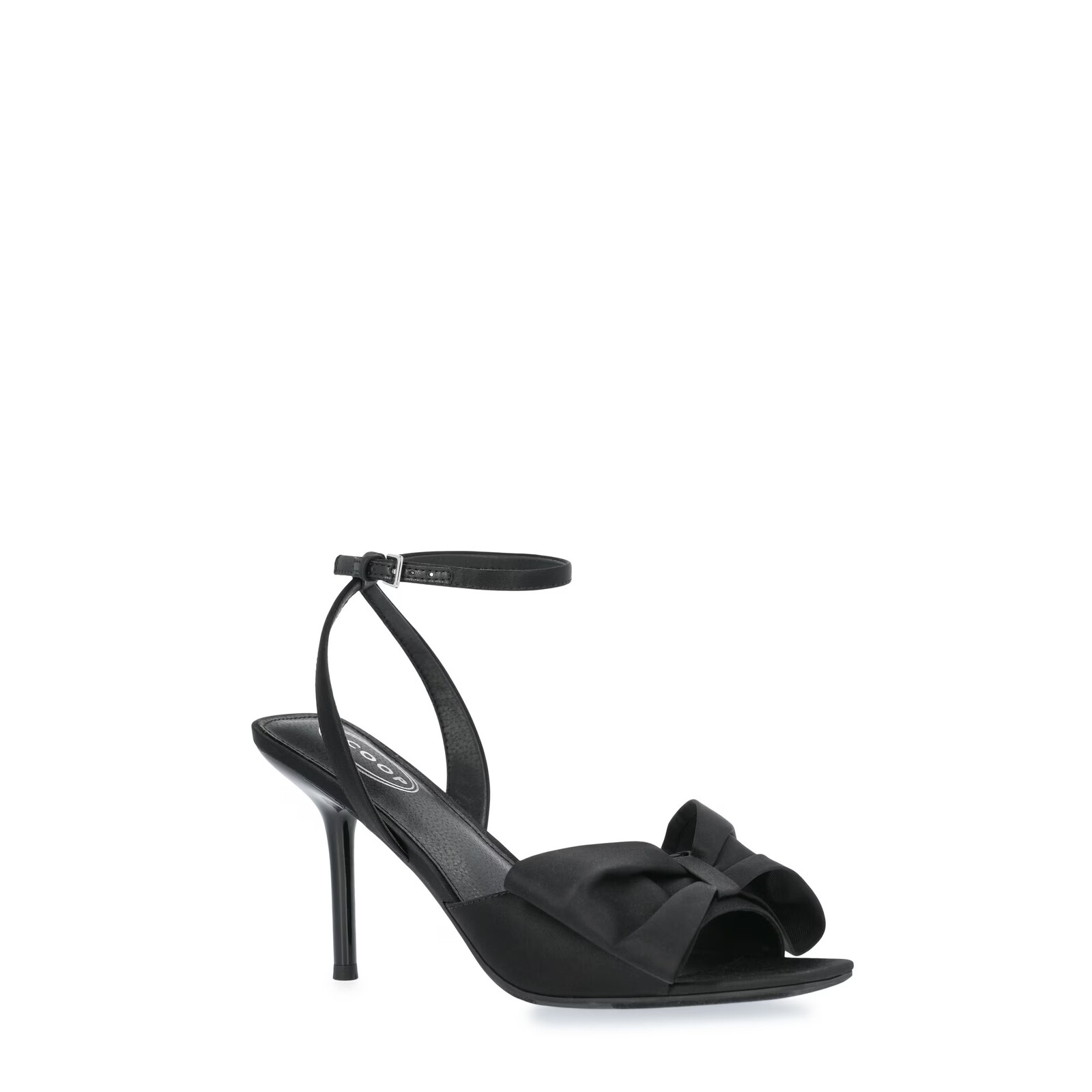 Scoop Satin Bow Heels with Ankle Strap