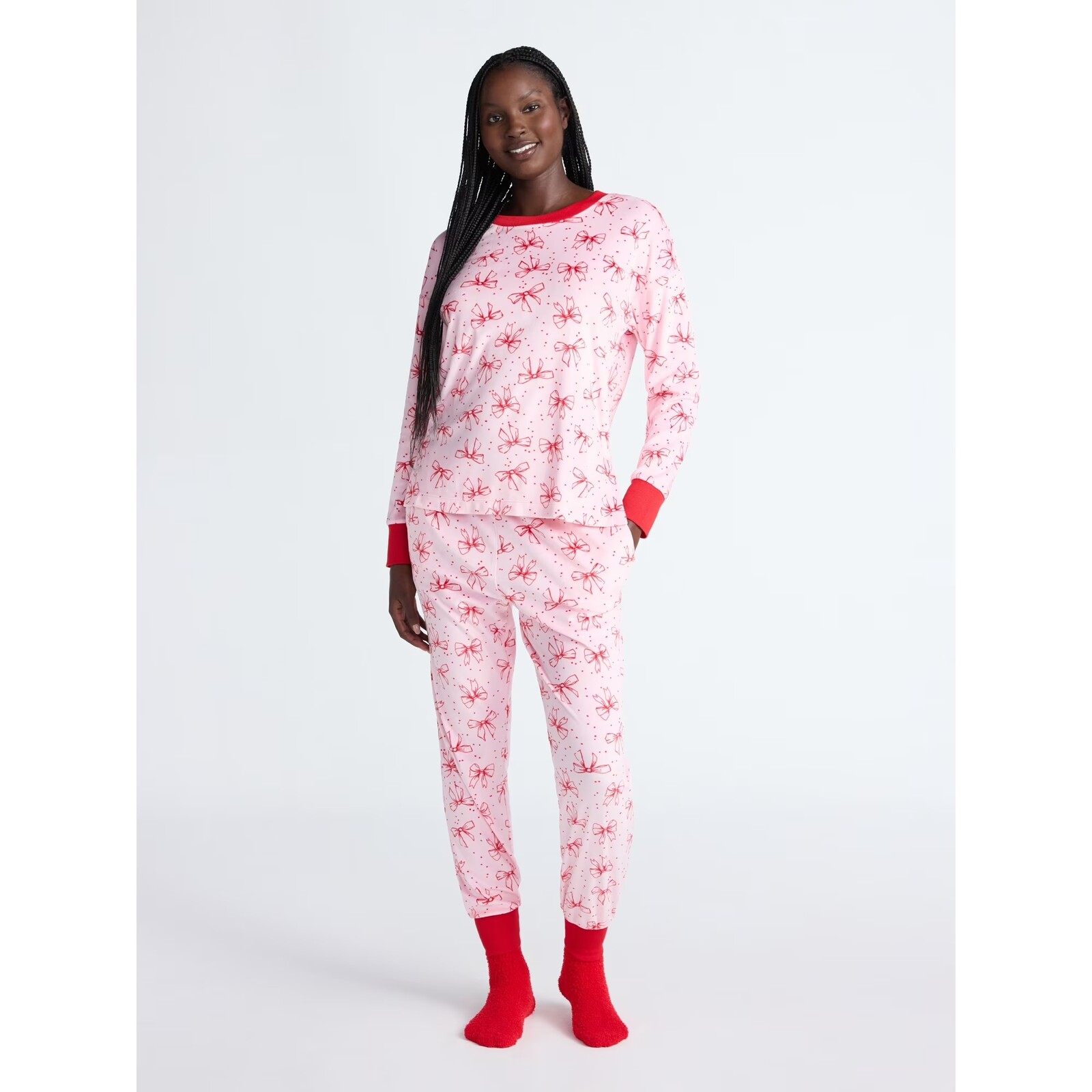 velour bow christmas pajamas at walmart