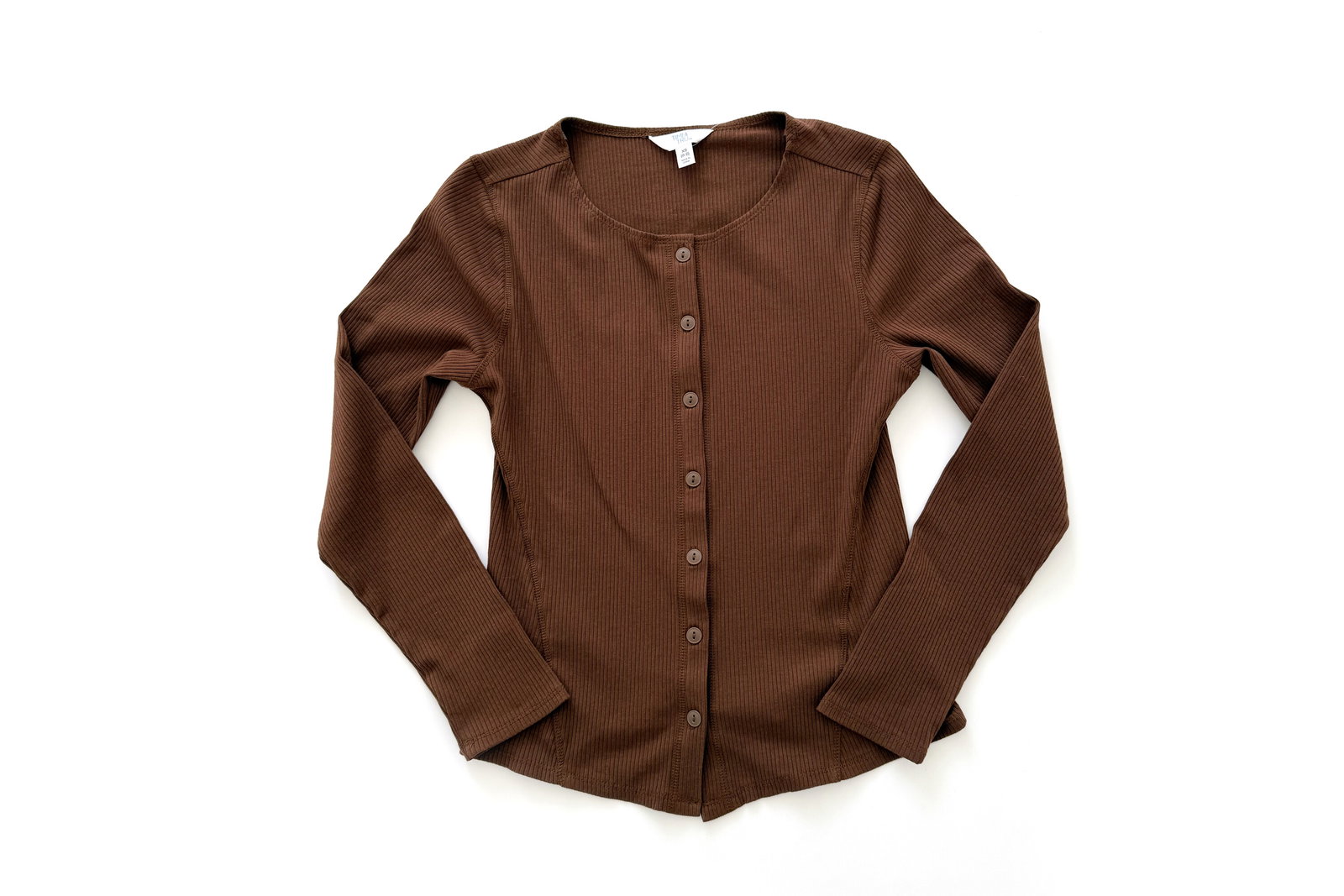 Time and Tru Ribbed Knit Button Front Top