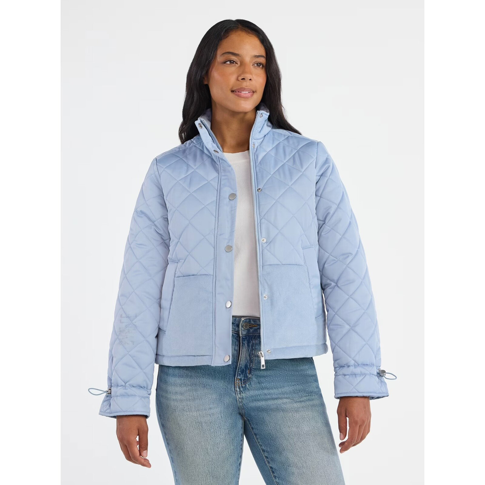 Time and Tru Mixed Media Puffer Jacket