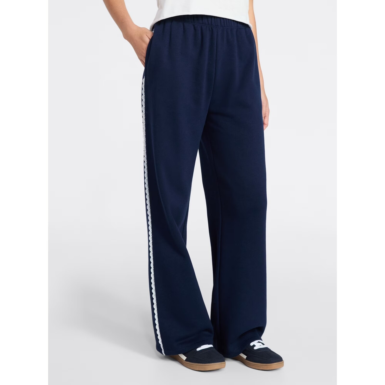No Boundaries Lace Trim Fleece Pants
