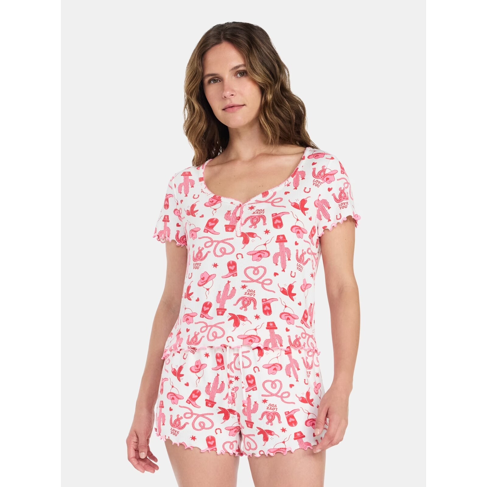 Way To Celebrate Valentine's Day Knit Pointelle Pajama Set