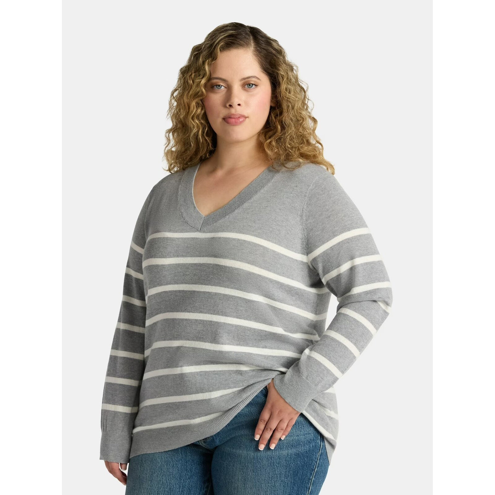 Terra & Sky V-Neck Fine Gauge Pullover Sweater