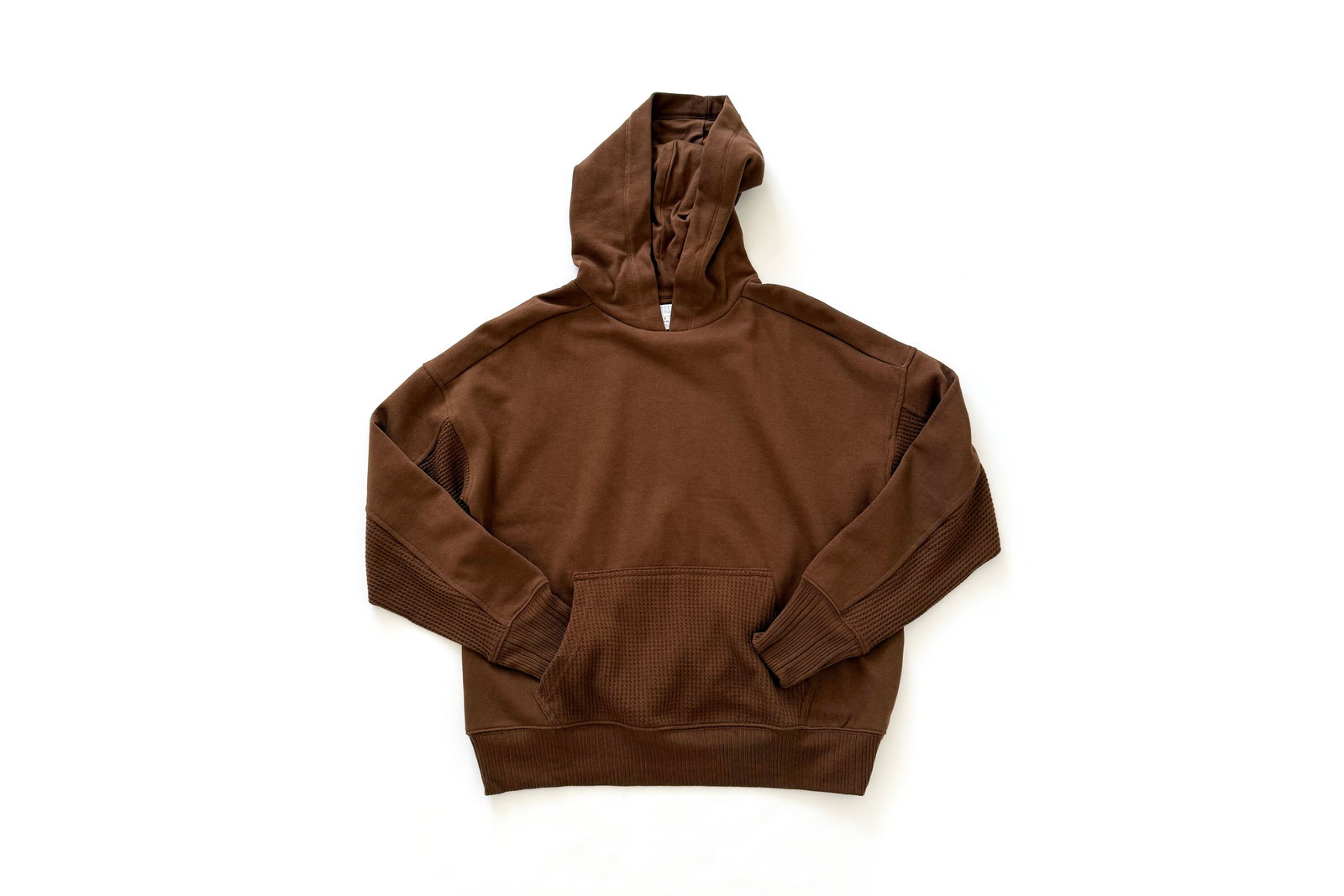 Time and Tru Waffle Pocket Mixed Media Hoodie