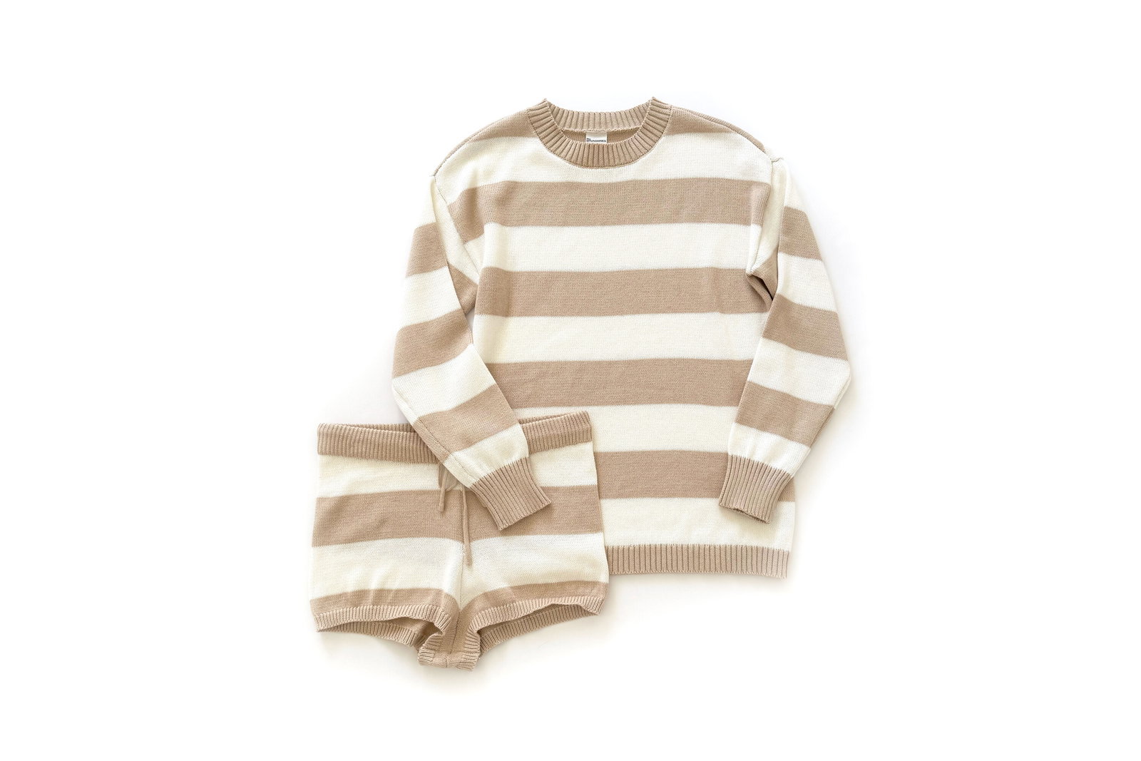 No Boundaries Striped Drop Shoulder Sweater & Shorts