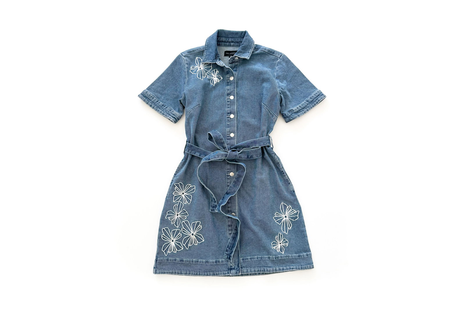 Free Assembly Embroidered Denim Mini Shirtdress