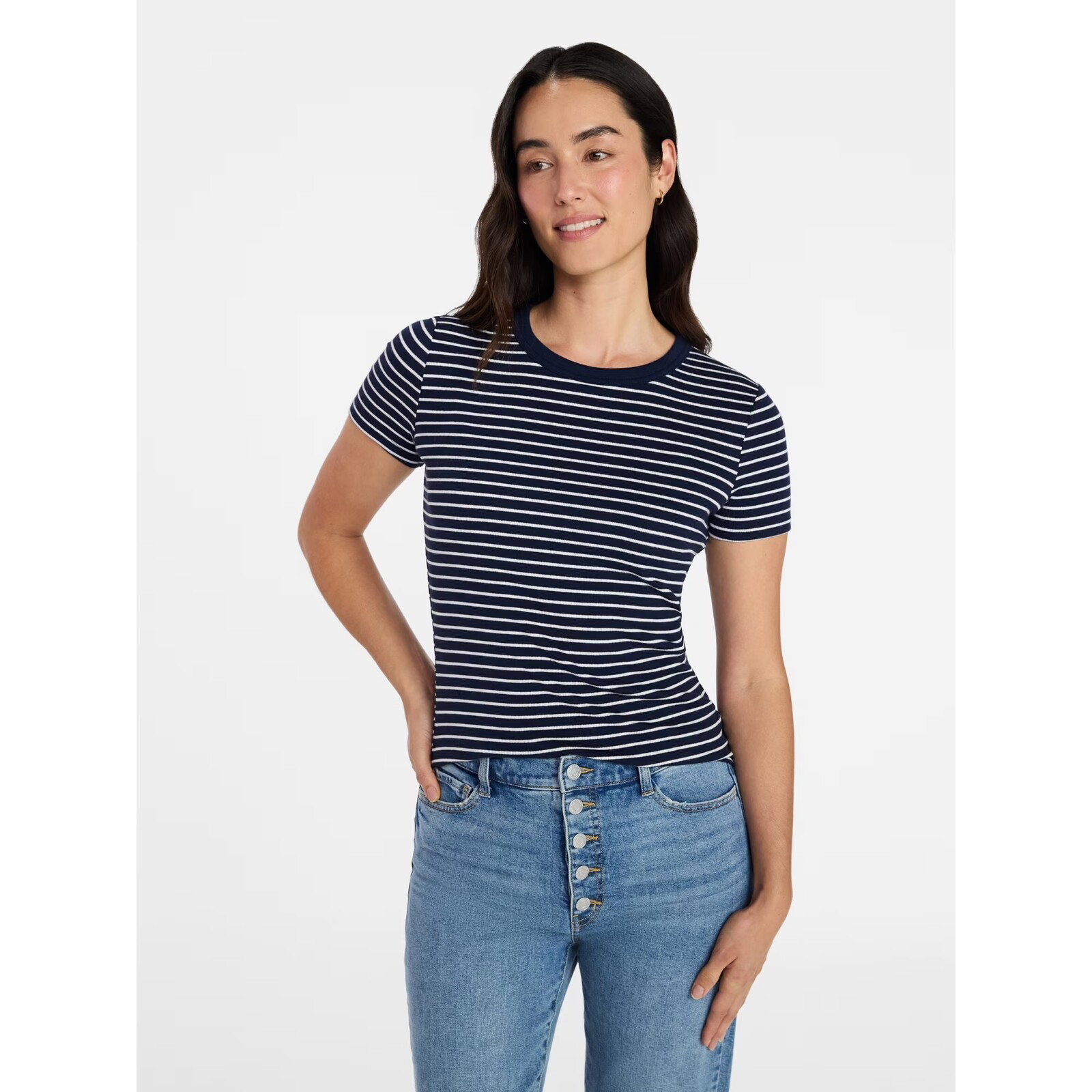 Time and Tru Short Sleeve Ribbed Tee