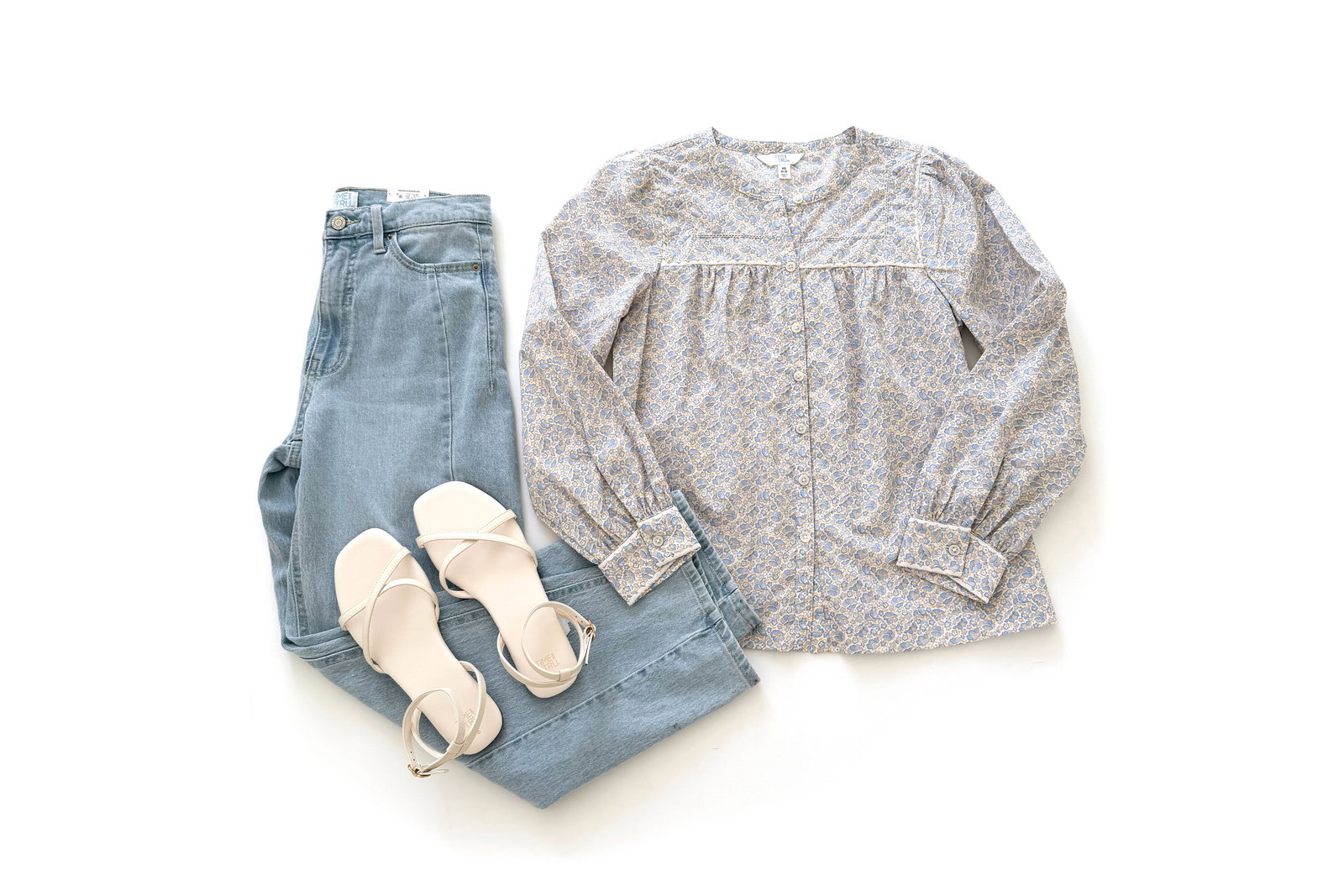 Time and Tru Button Front Shirt Early Spring Outfit Idea