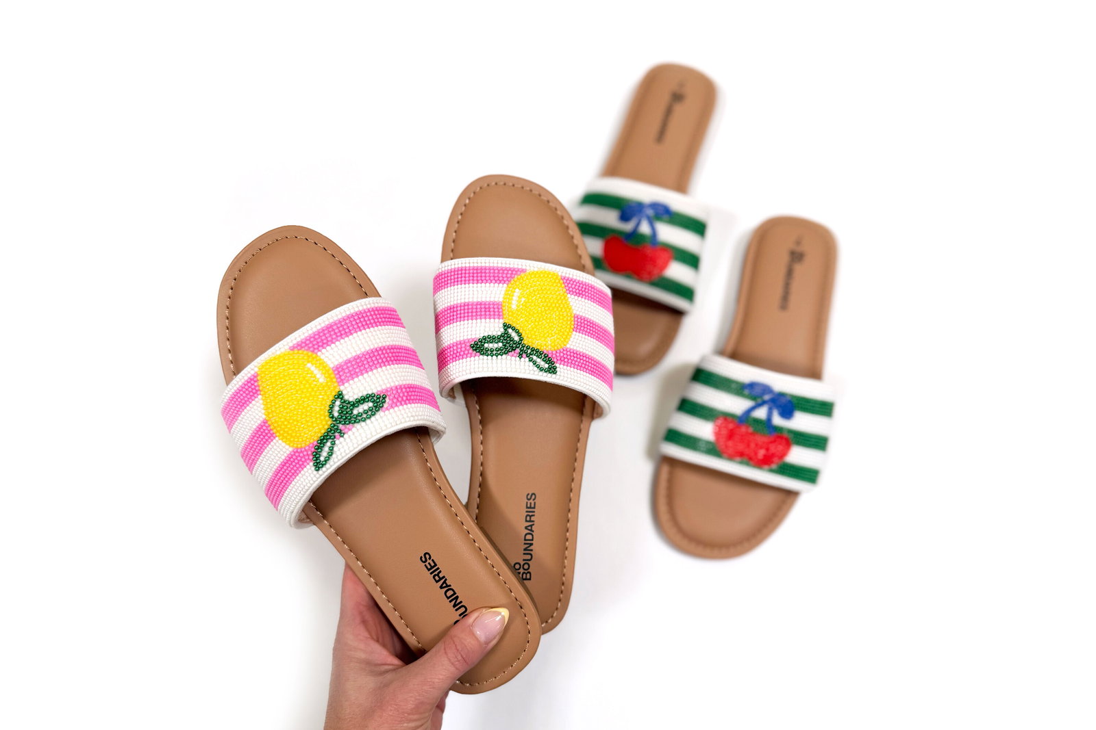 No Boundaries Beaded Slide Sandals