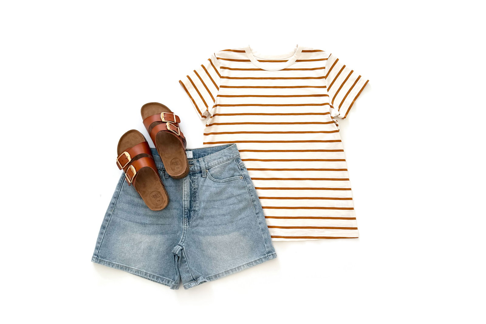 Time and Tru Tee & High Rise Shorts Outfit Idea