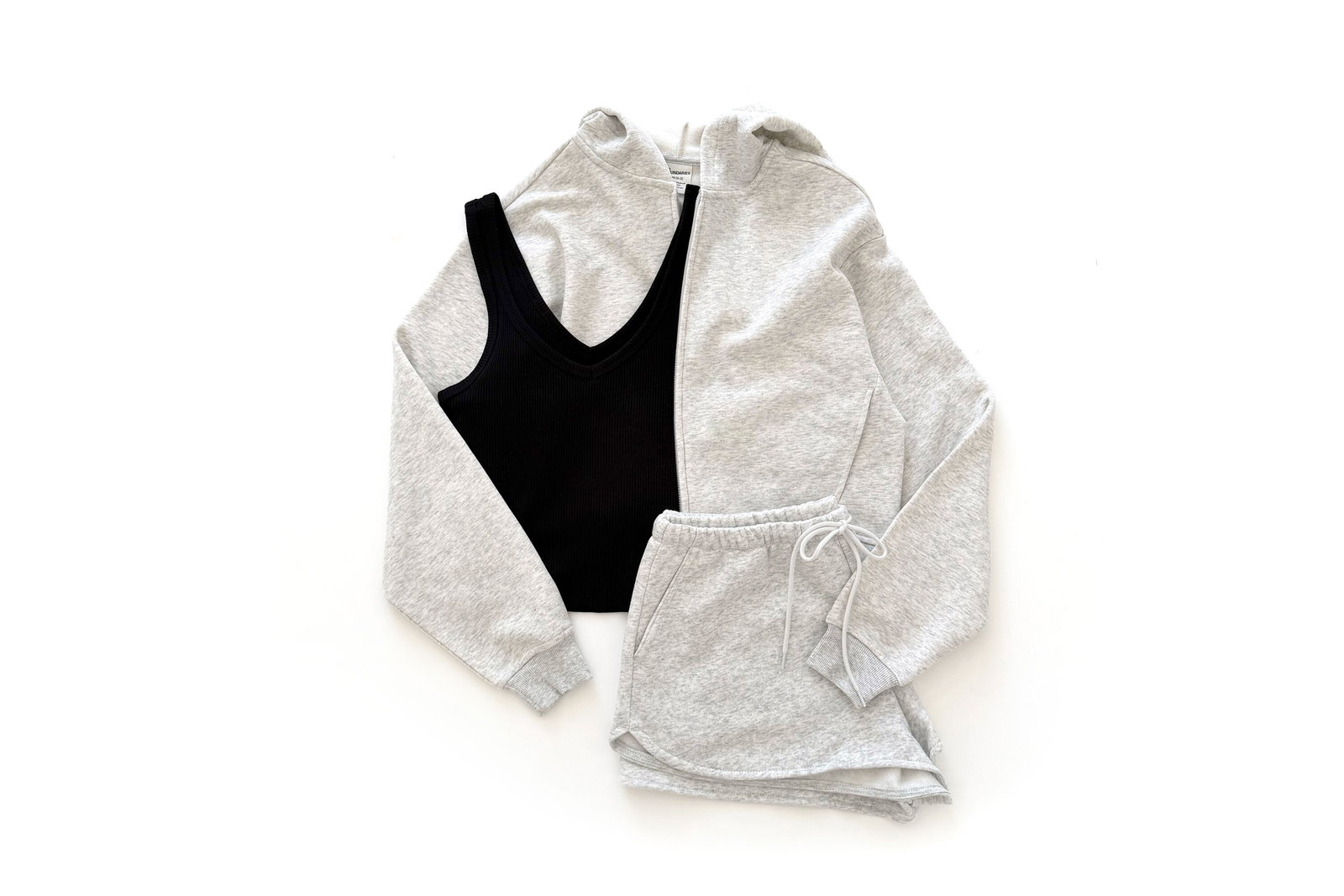 No Boundaries Boxy Zip-Up Hoodie & Dolphin Shorts