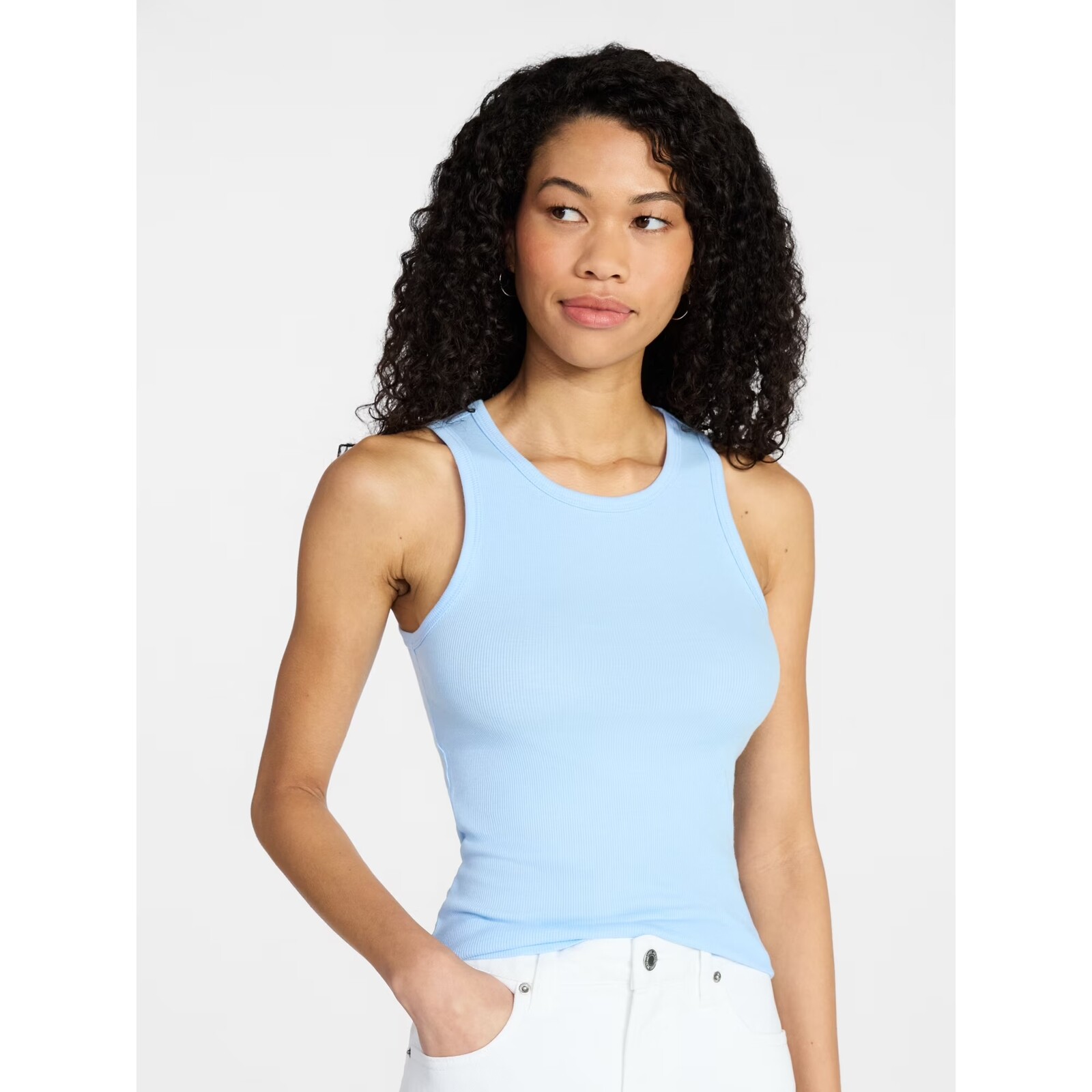No Boundaries Ribbed High Neck Tank Top