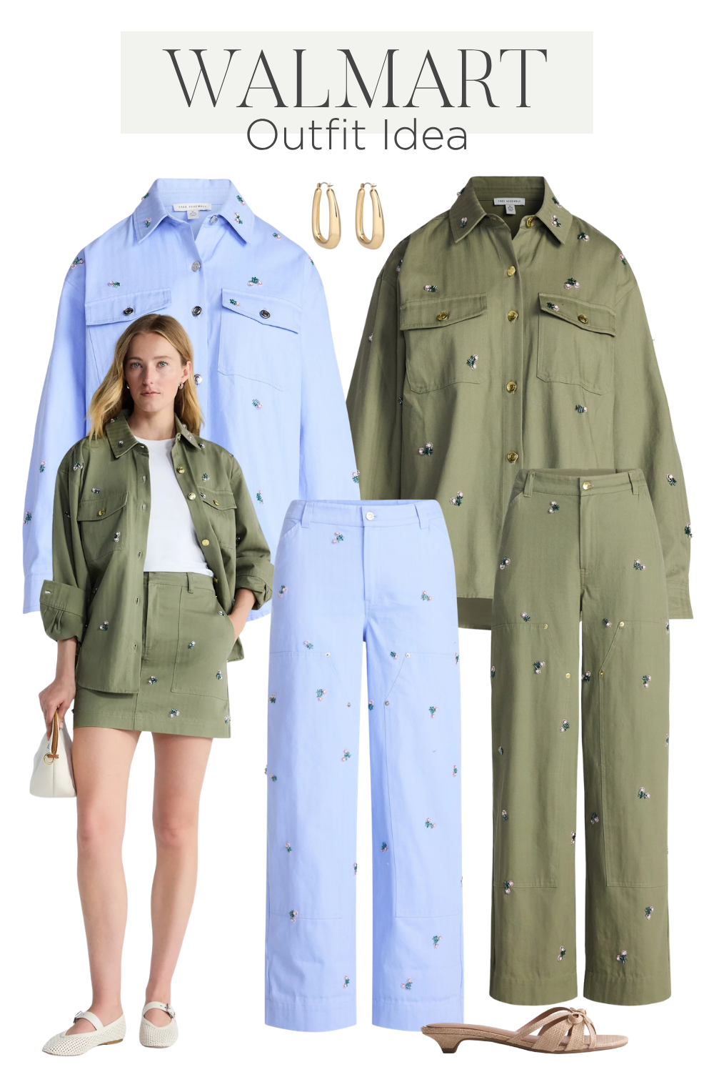 Free Assembly Embellished Shirt & Pant Outfit Idea