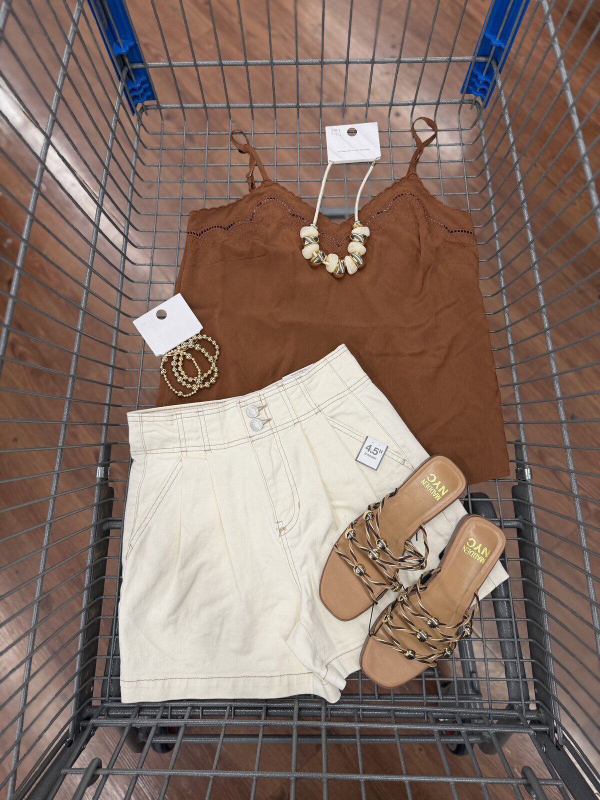 Time & Tru Cami and Pleated Shorts Outfit Idea