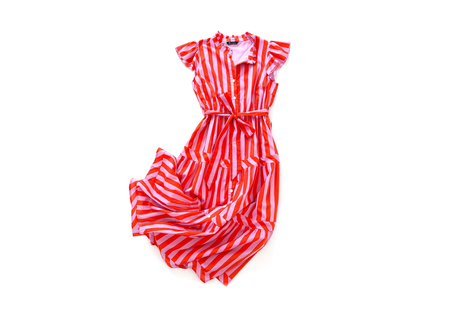 Pretty Garden Striped Belted Dress