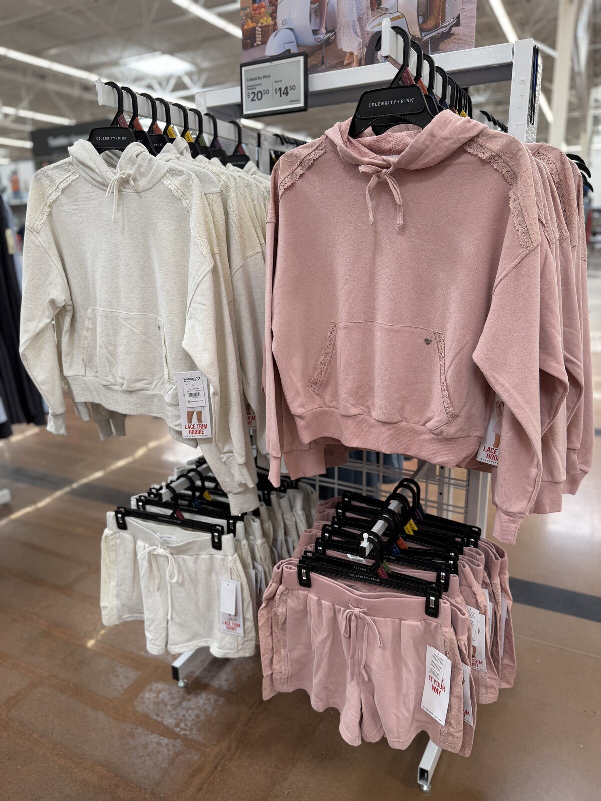 Celebrity Pink Lace Trim Hoodie and Shorts