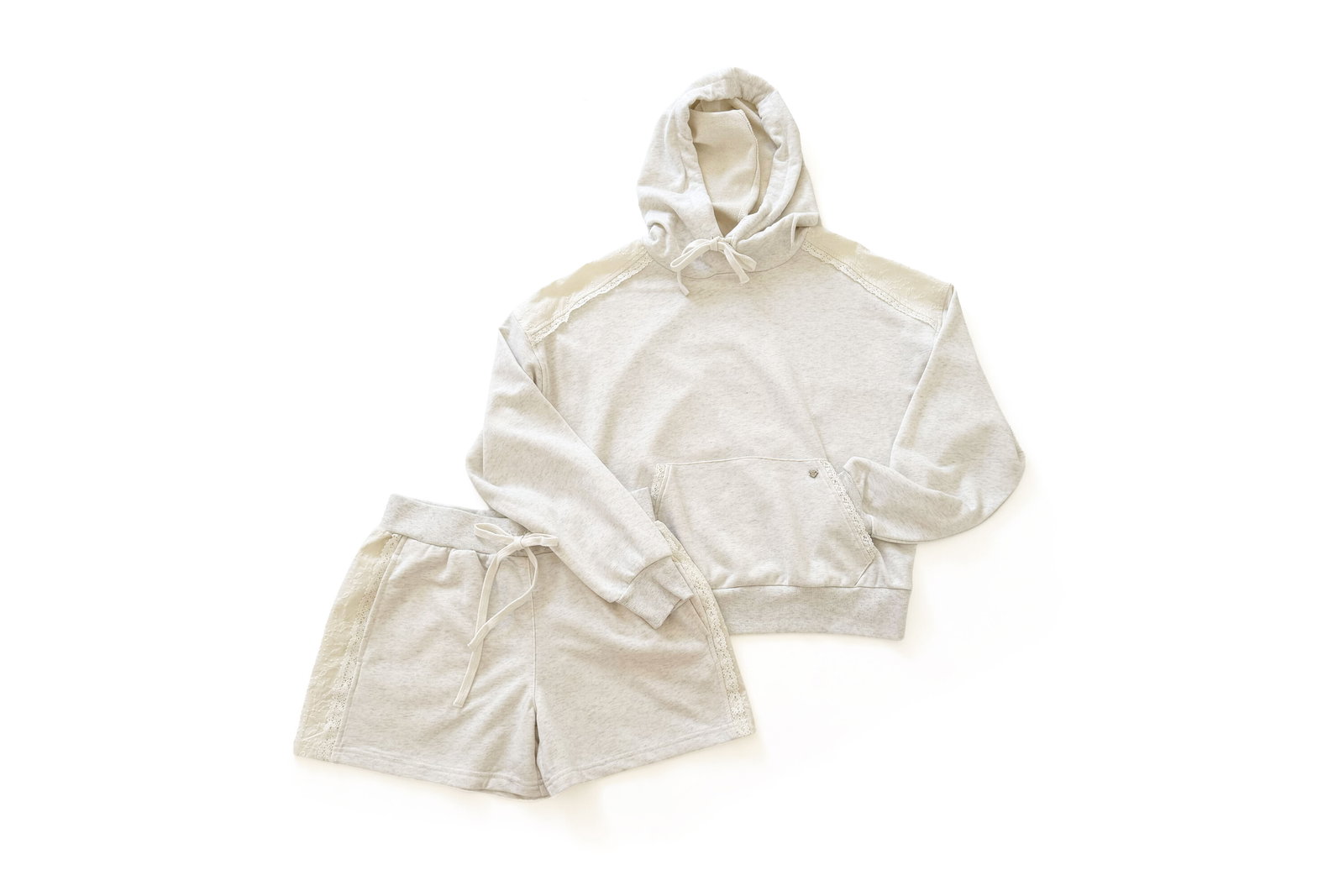 Celebrity Pink Lace Trim Hoodie and Matching Shorts