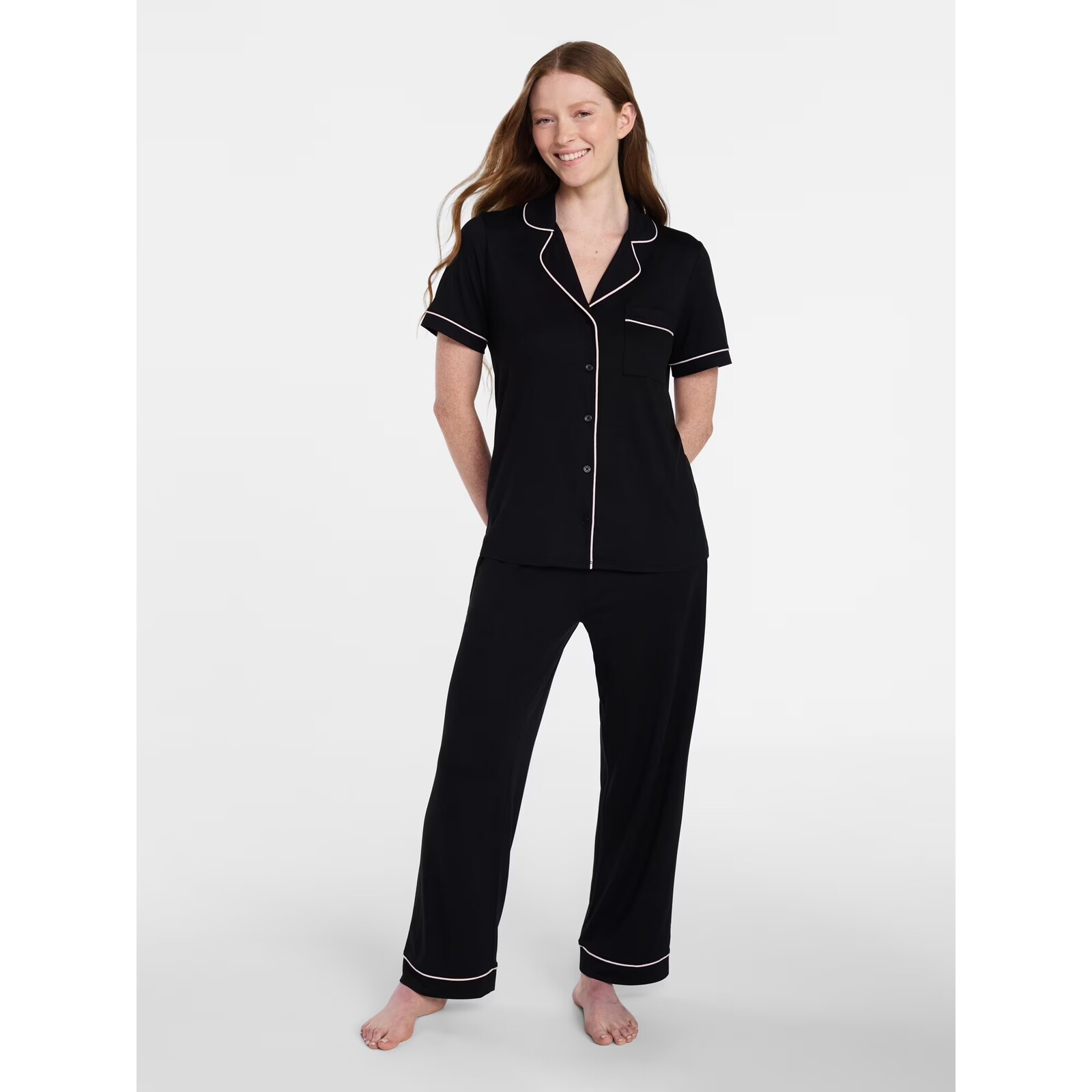 Joyspun Dreamy Soft Collection Notch Knit Top and Capri Pants Pajama Set