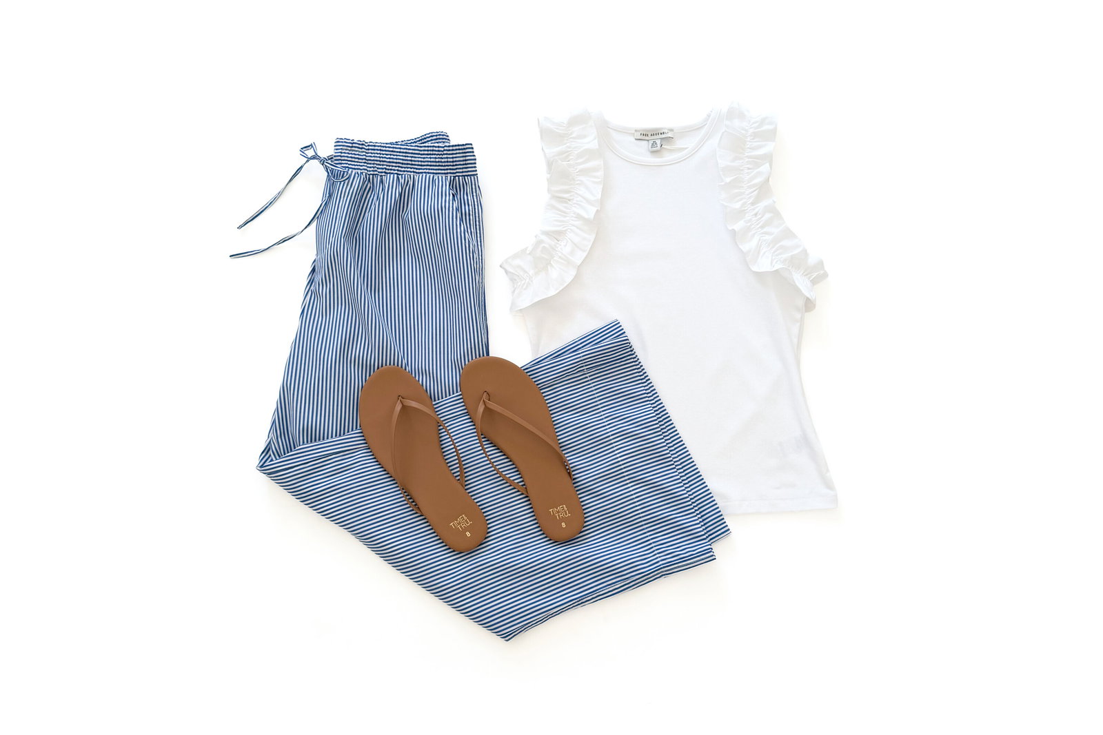 Free Assembly Ruffle Trim Tank Top & Poplin Pants Outfit Idea
