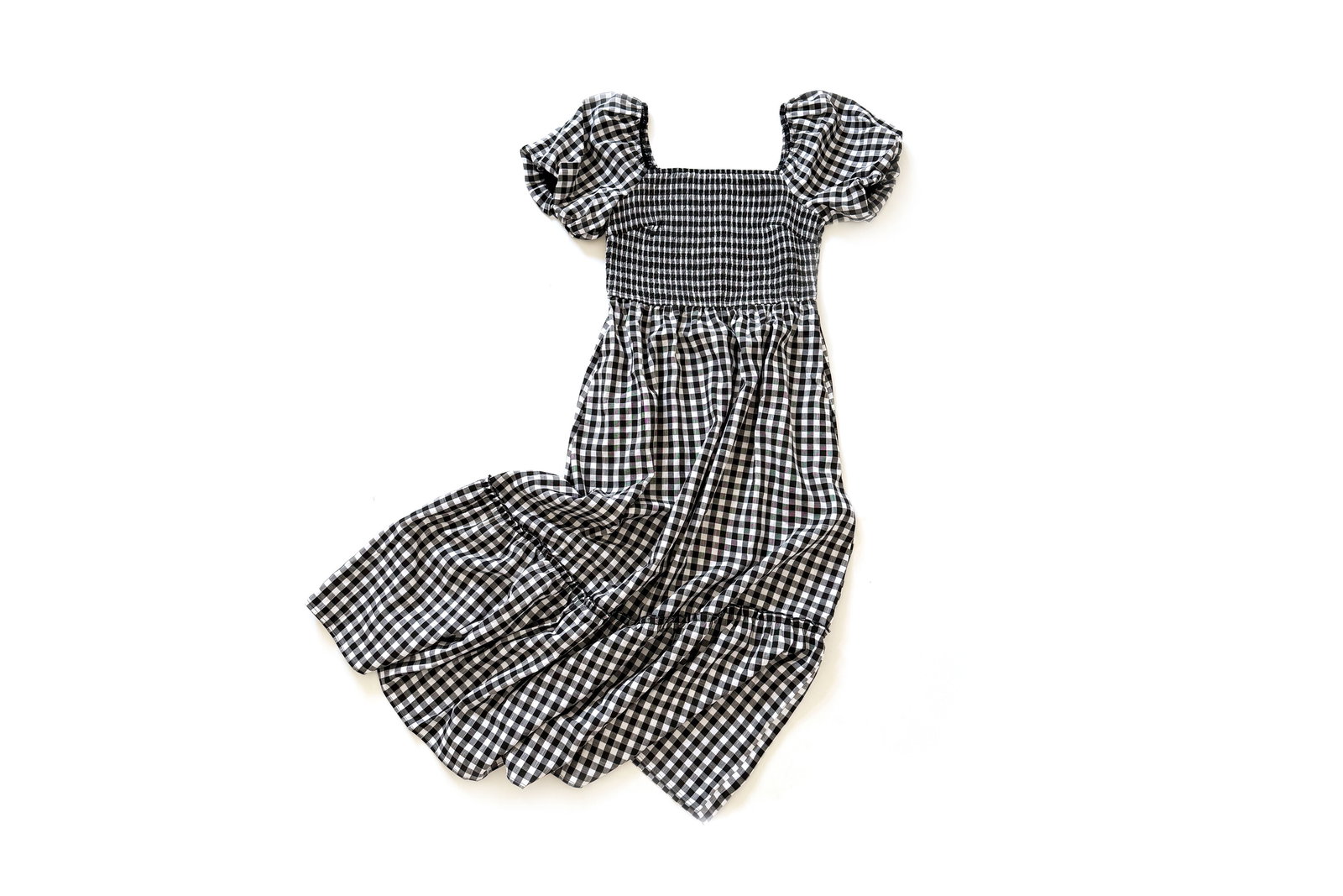 Pretty Garden Puff Sleeve Gingham Dress