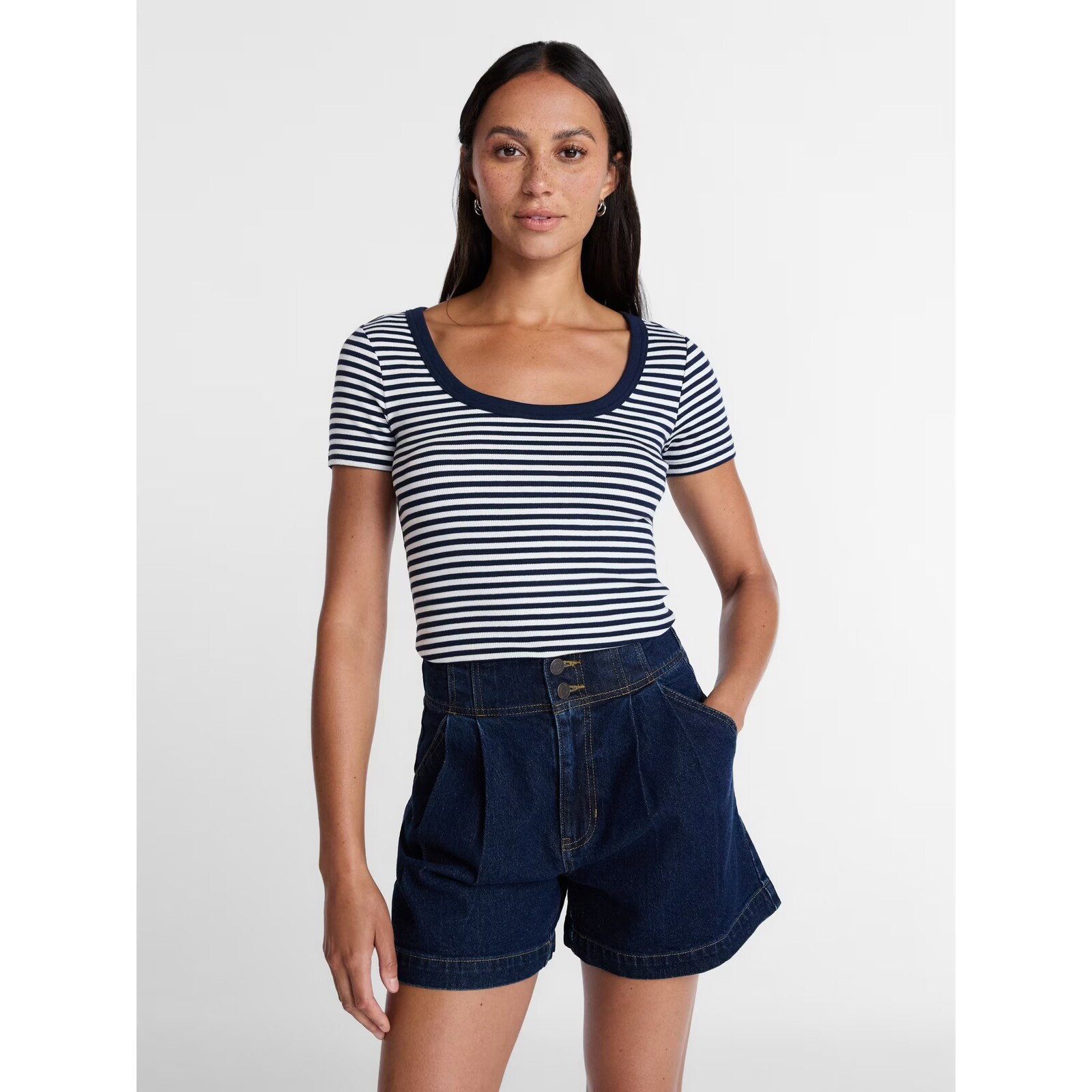 Time and Tru Ribbed Scoop Neck Tee