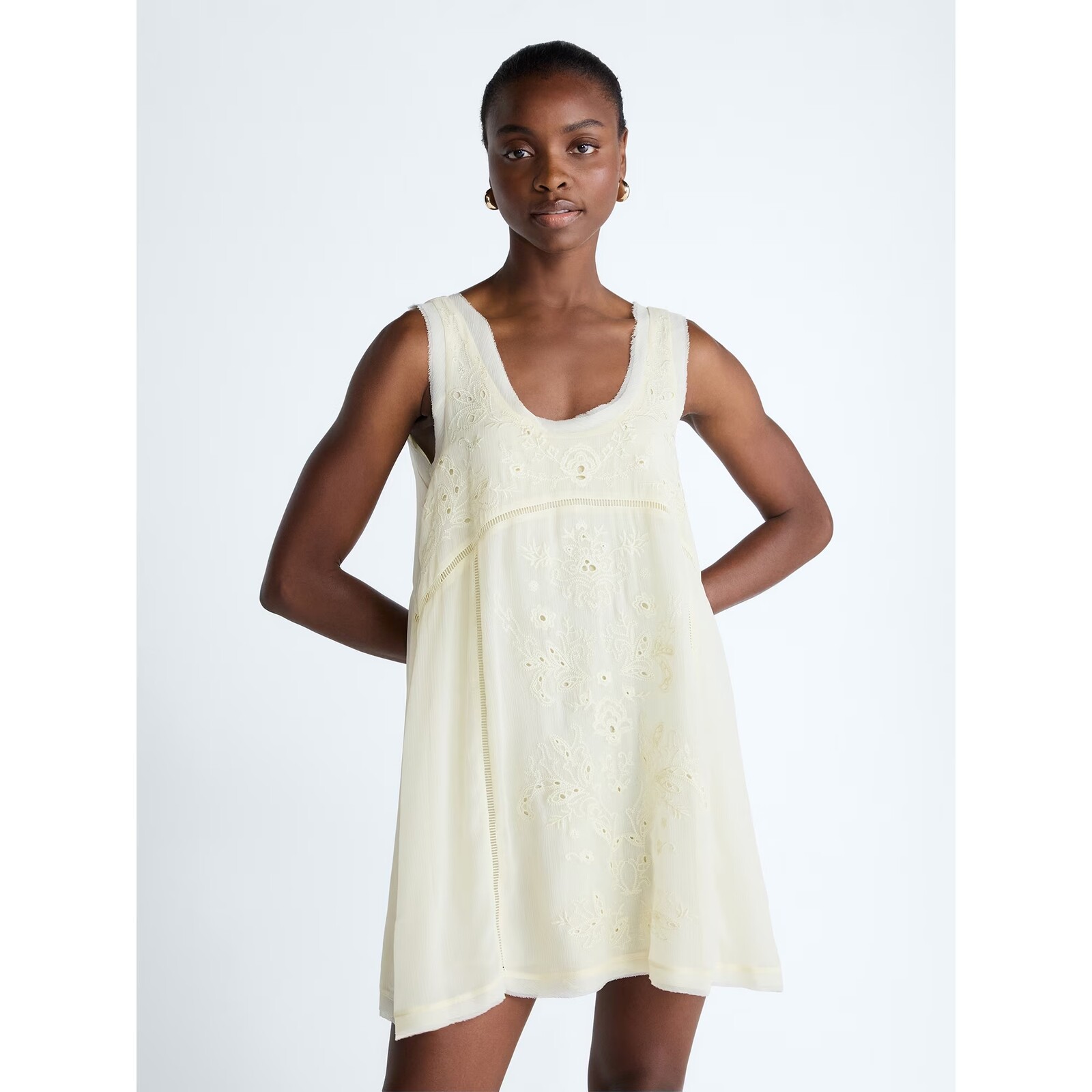 Scoop Embroidered Mini Dress