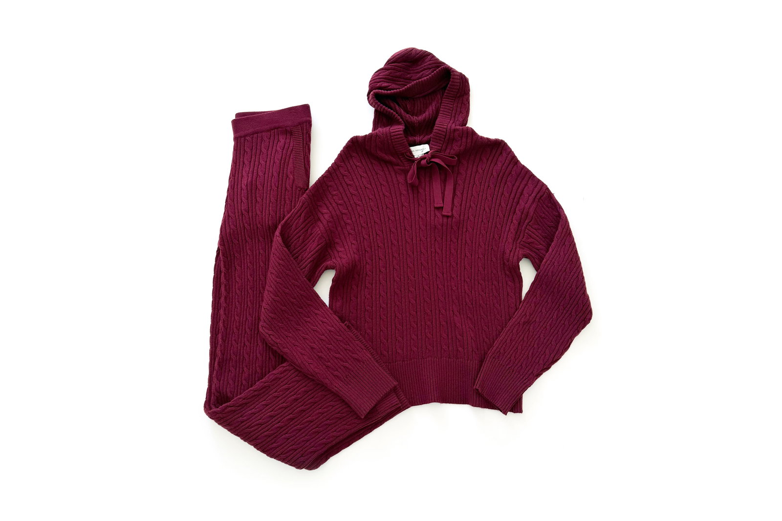 Free Assembly Cozy Yarn Cable Knit Hoodie & Sweatpants